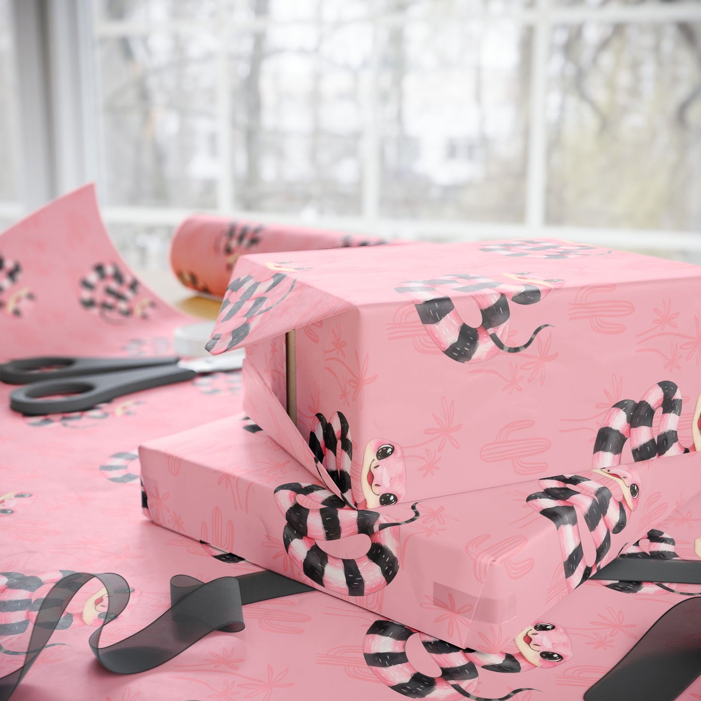 Sassy Serpentina – Pink Desert Snake Wrapping Paper