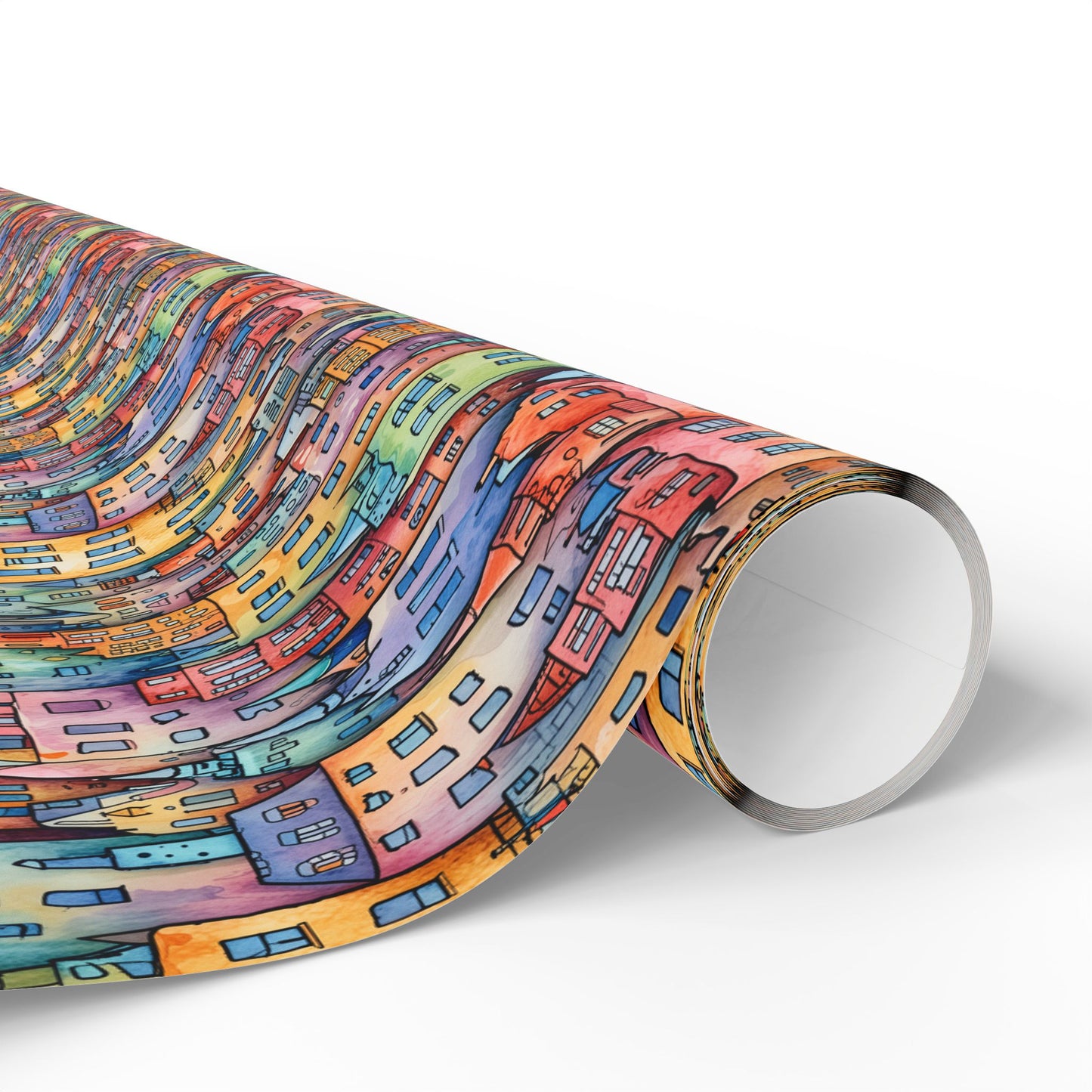 Colorful Pastel Cityscape Wrapping Paper
