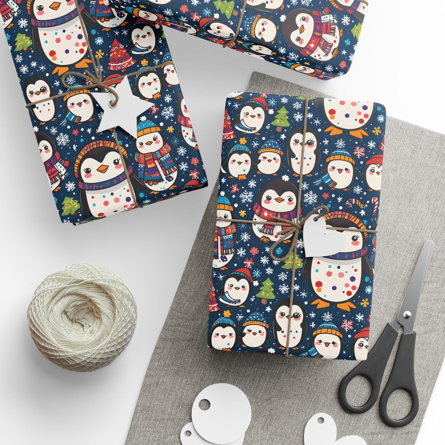 Waddle Wonderland – Cozy Penguins in Holiday Sweaters Wrapping Paper