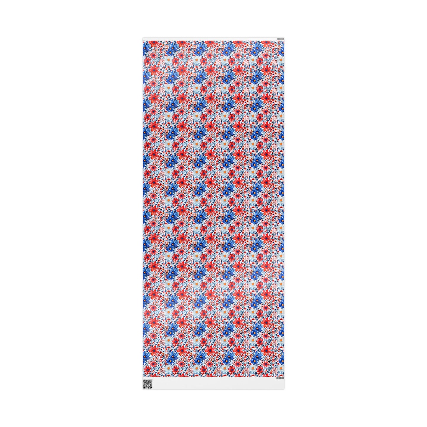 Red, White and Blue Floral Wrapping Paper
