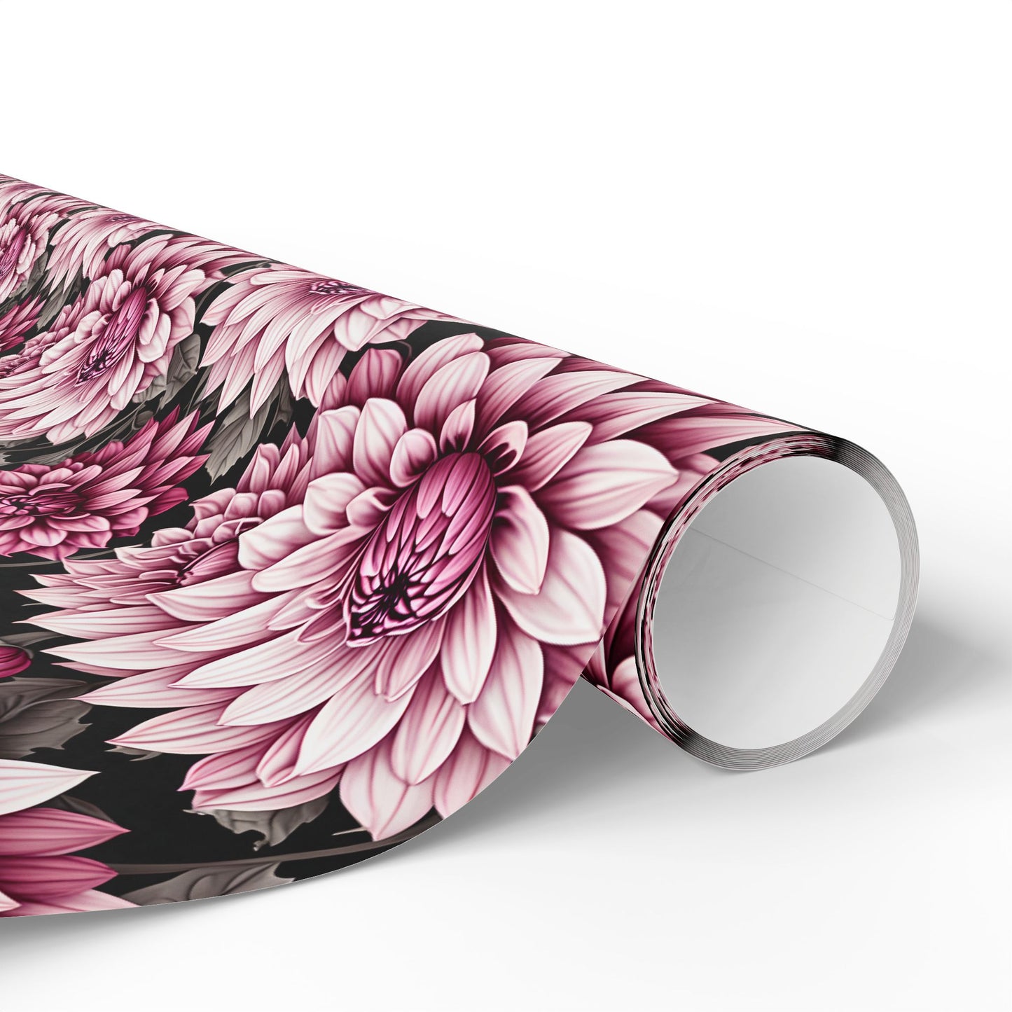Dahlia Fields of Pink White Black Gift Wrapping Paper