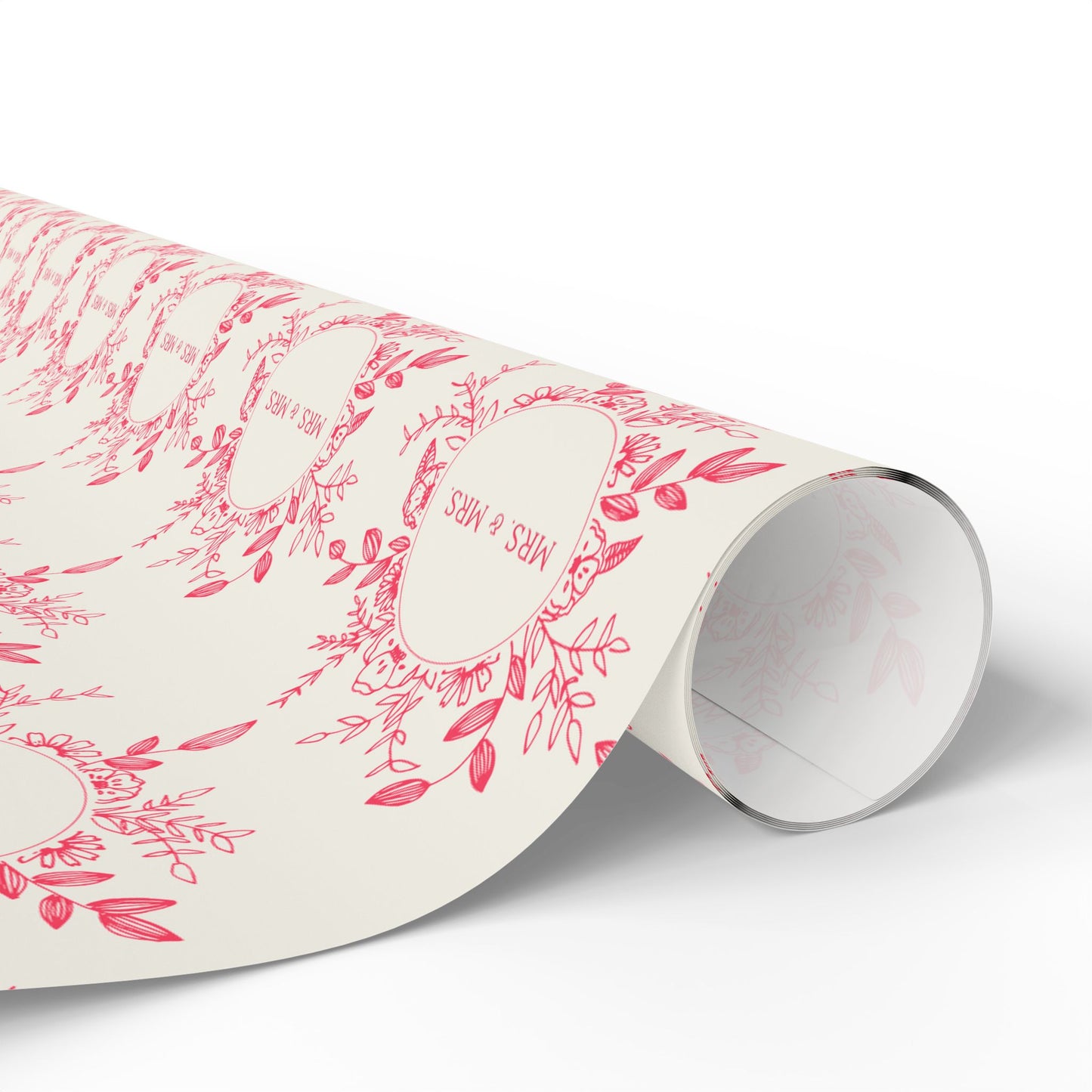 Charming Mrs & Mrs Pink and White Wrapping Paper