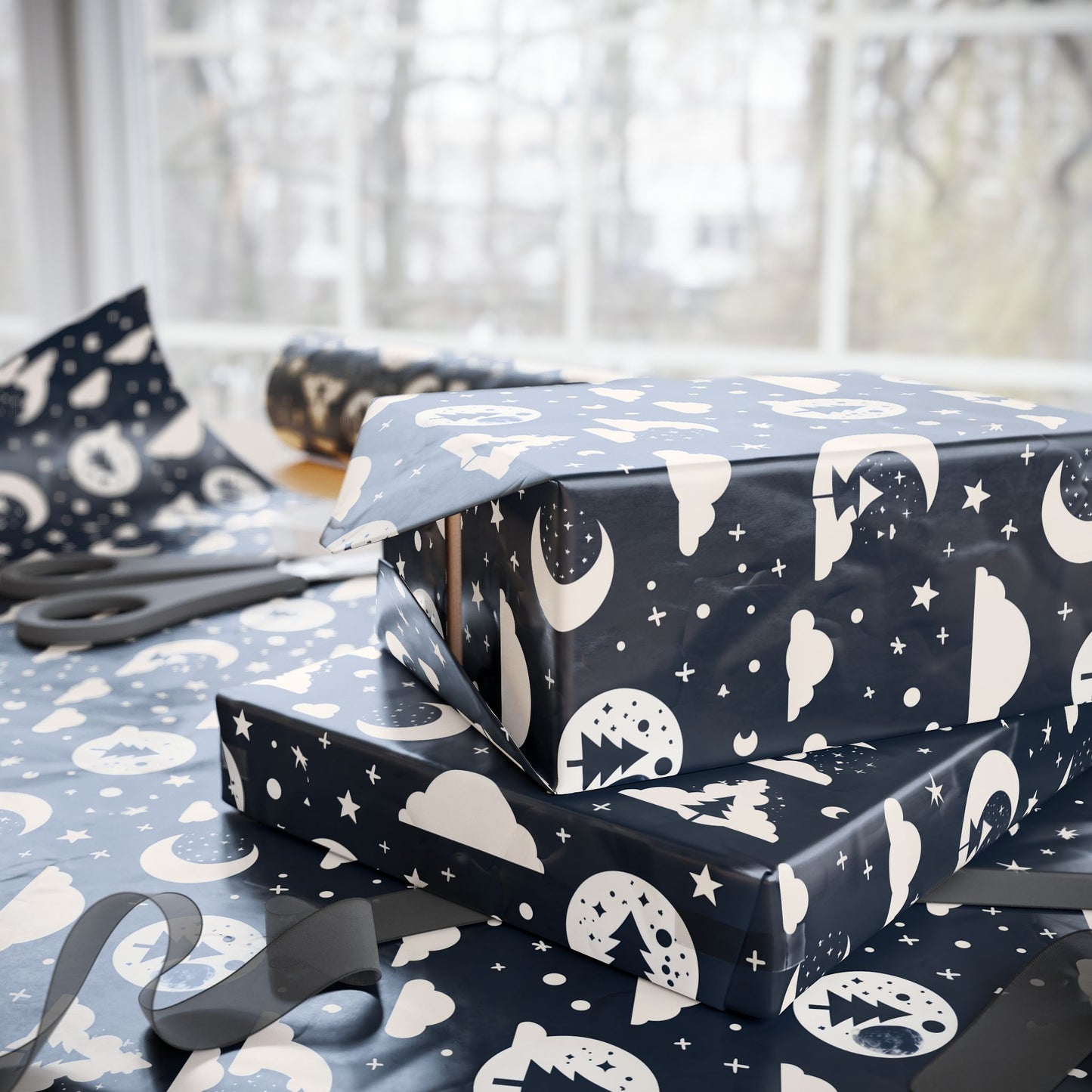 Wrapping Paper - Midnight Pines and Stars Wrapping Paper