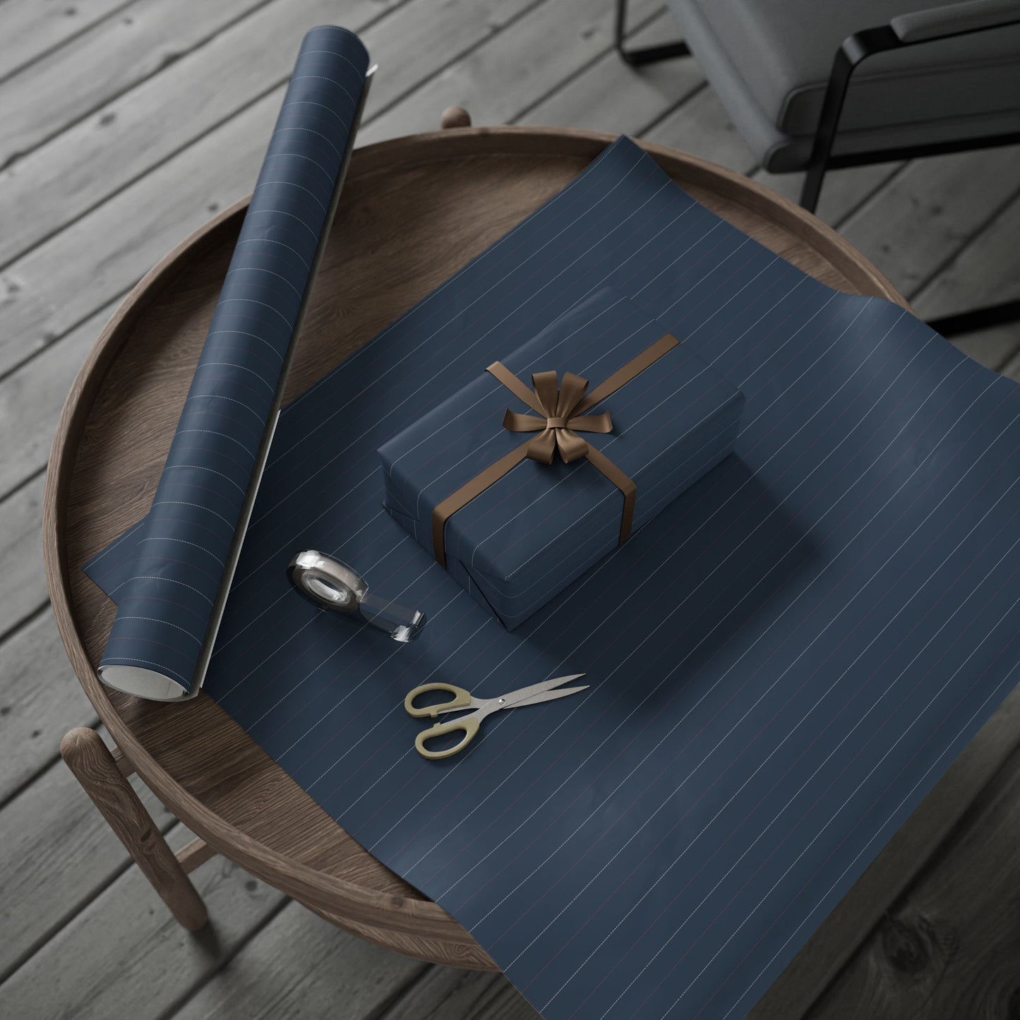Elegant Navy Striped Wrapping Paper