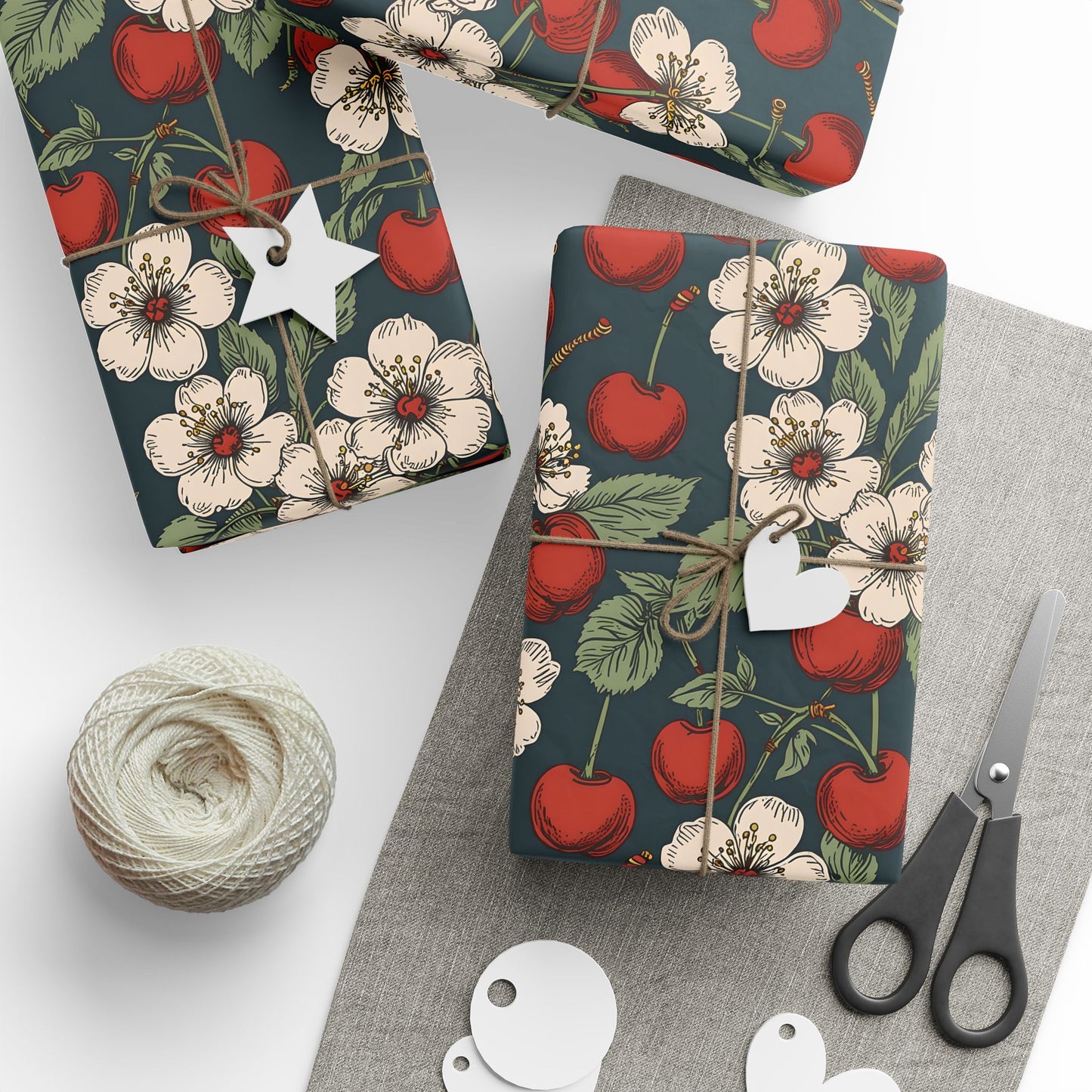 Retro Cherry Blossom Wrapping Paper