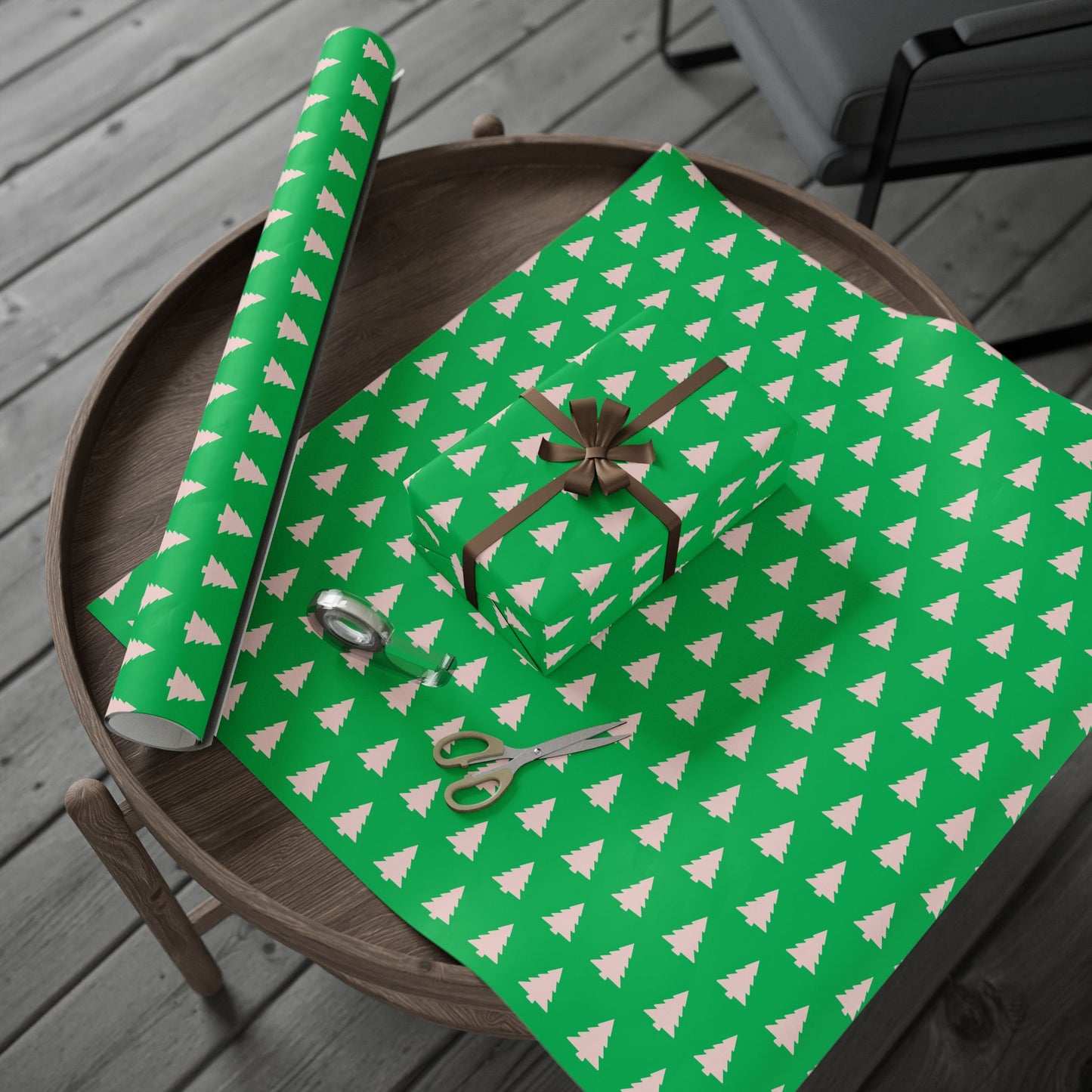 Evergreen Pop – Minimalist Holiday Tree Wrapping Paper