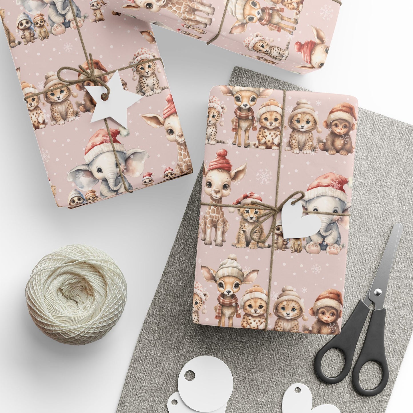 Cute Jungle Animals Winter Wear Gift Wrap