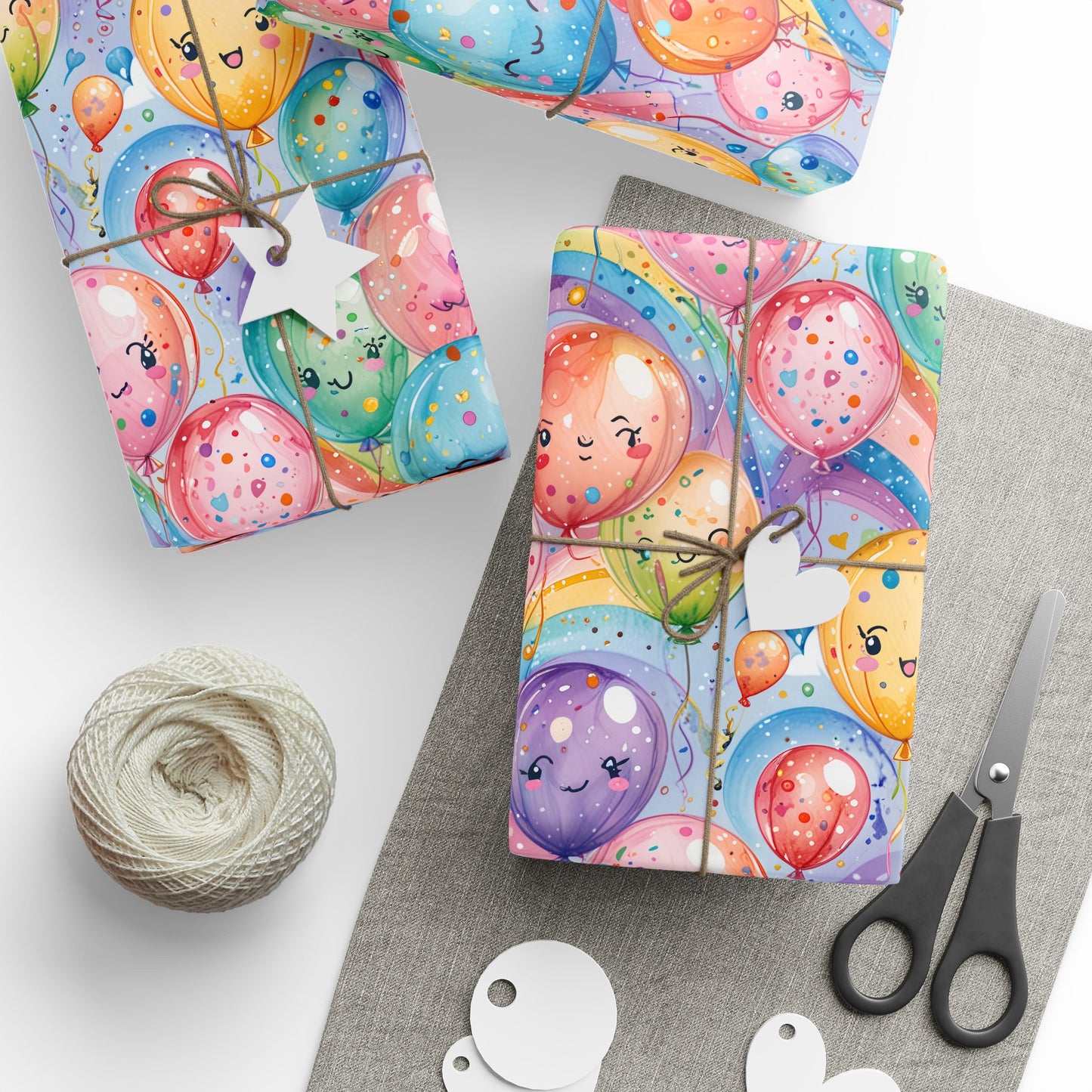 Whimsical Balloon and Rainbow Wrapping Paper