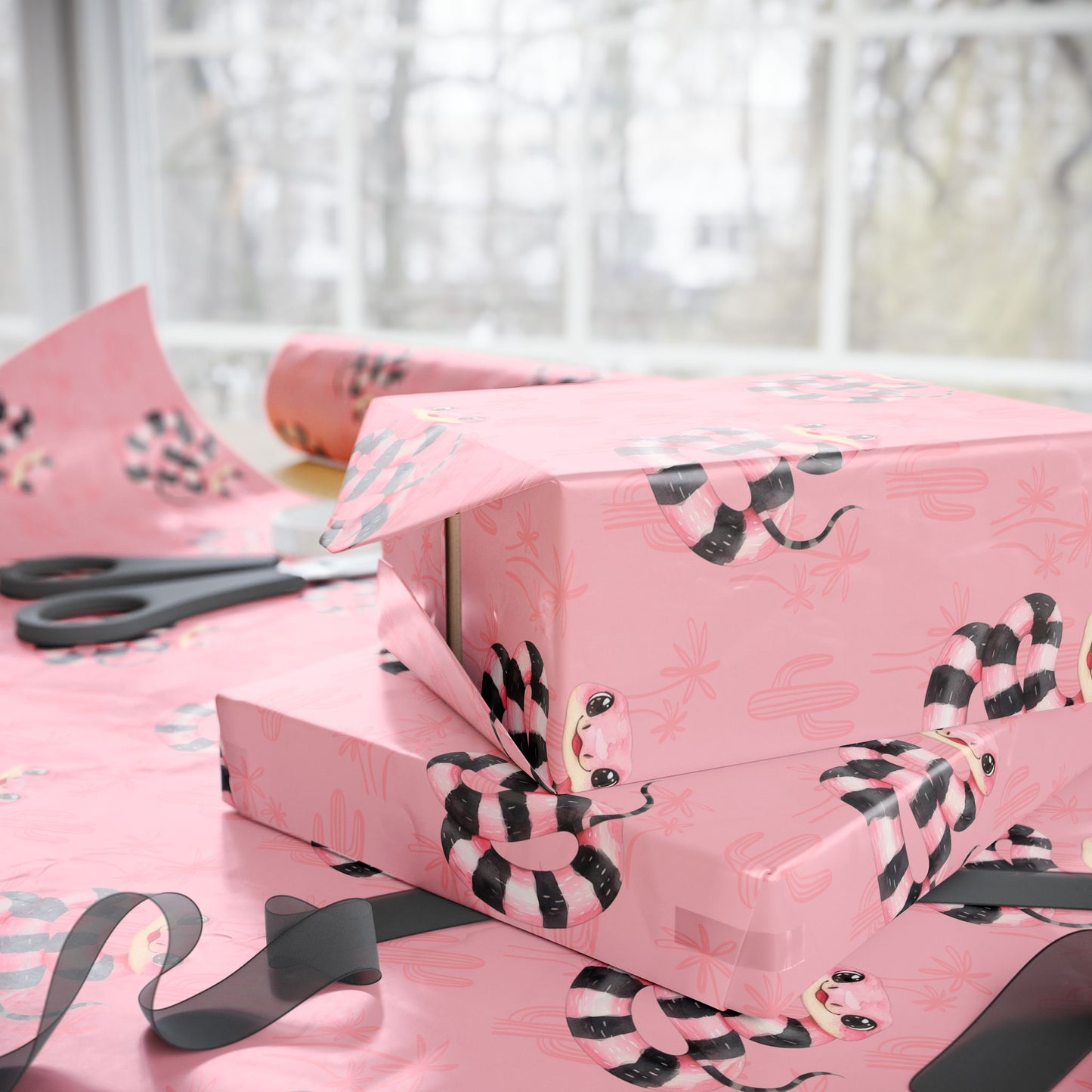 Sassy Serpentina – Pink Desert Snake Wrapping Paper