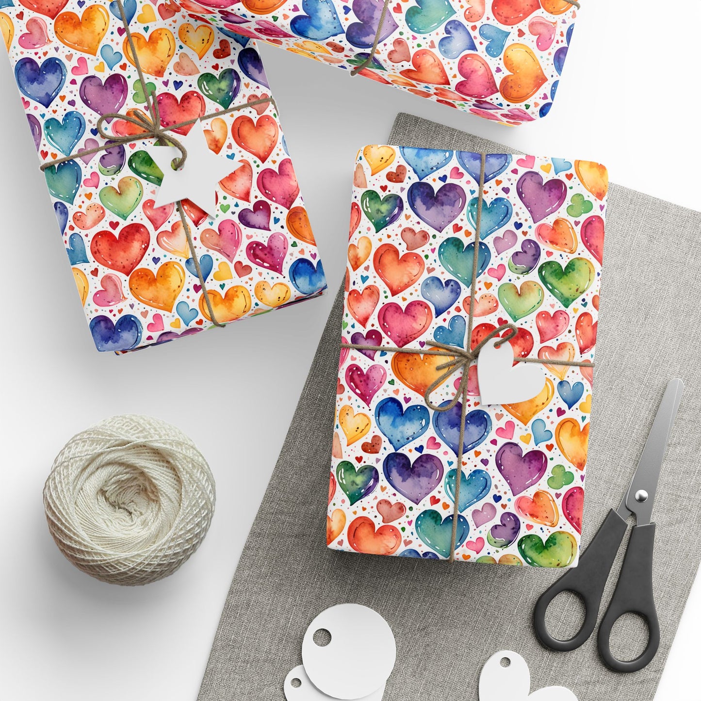 Vibrant Multicolor Heart Wrapping Paper