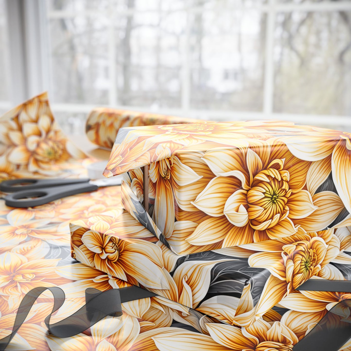 Yellow Dahlias Wrapping Papers