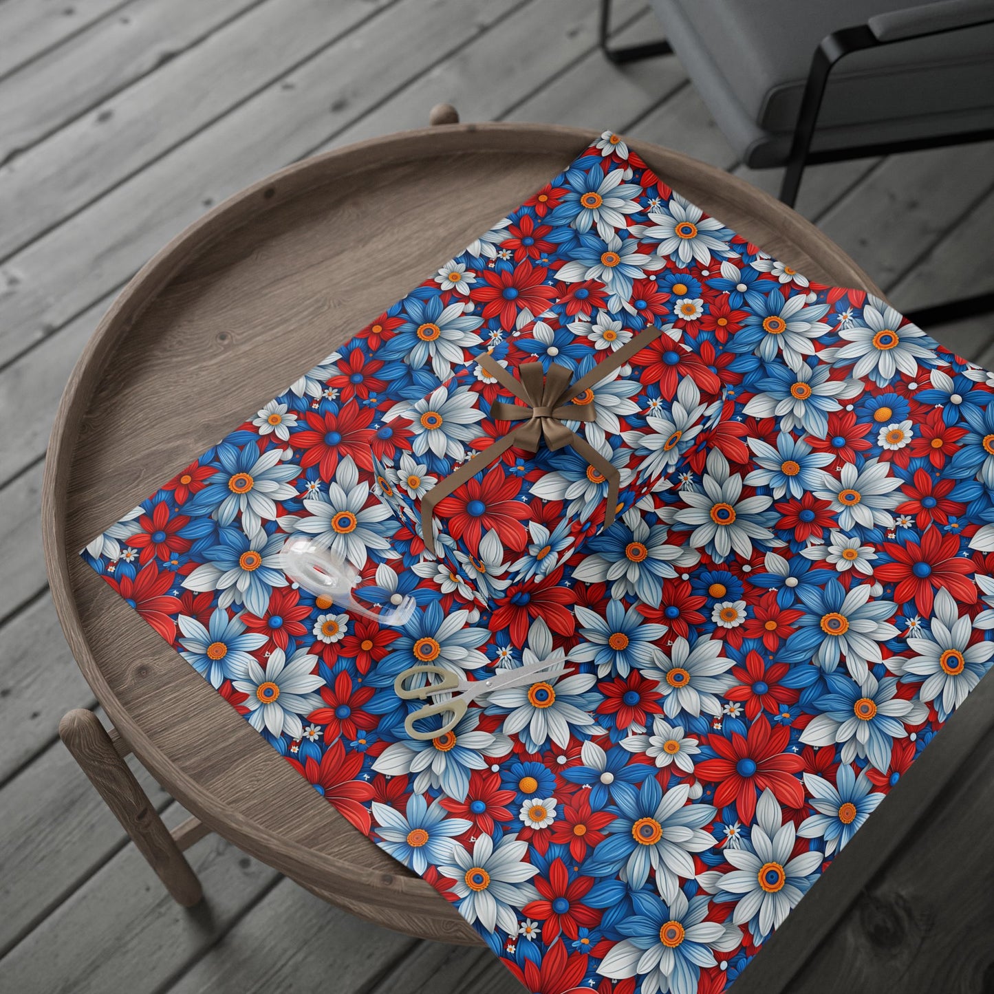 Red White Blue Daisy Floral Design