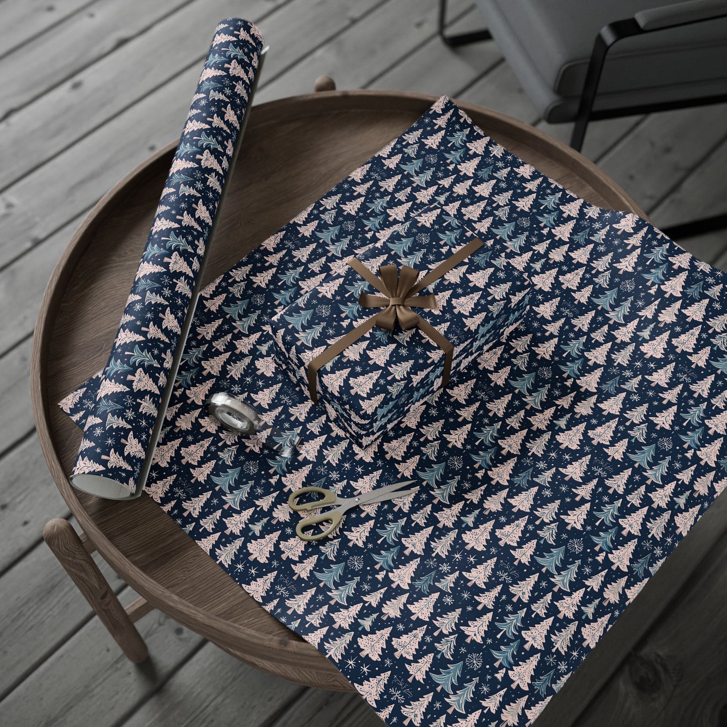 Elegant Pink & Navy Holiday Wrapping Papers