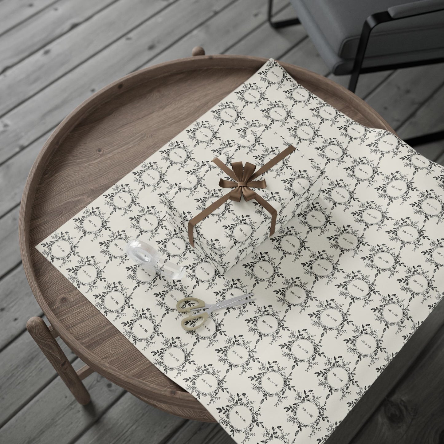 Mr. & Mr. Gift Wrapping Paper in Black & White