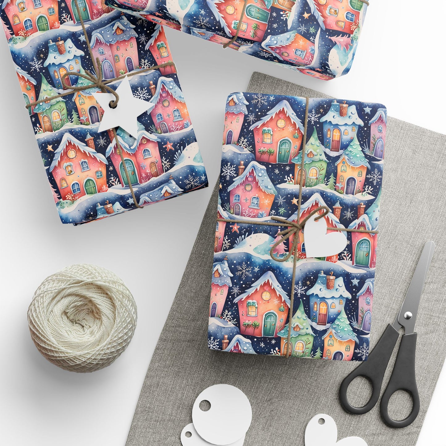 Twinkle Town – Whimsical Christmas Village Wrapping Paper