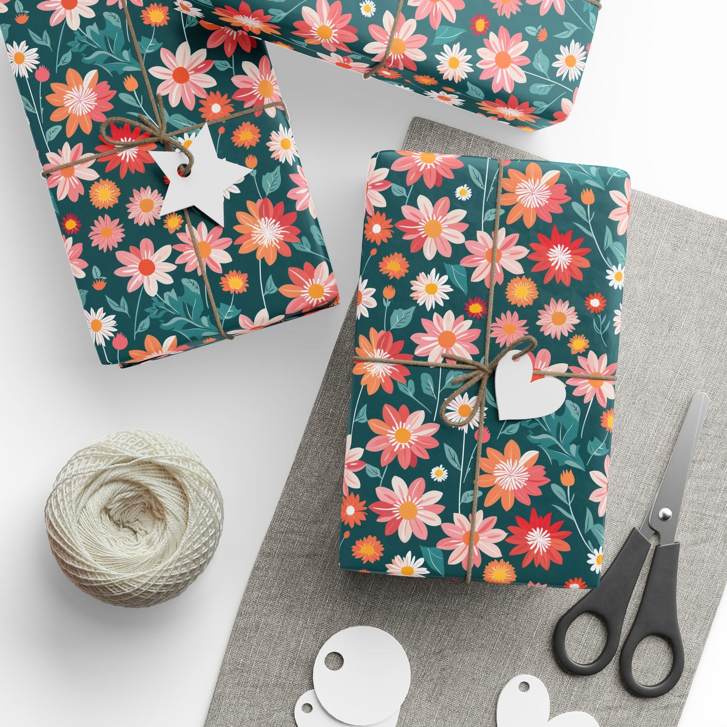 Pink & Peach Floral Wrapping Paper Roll