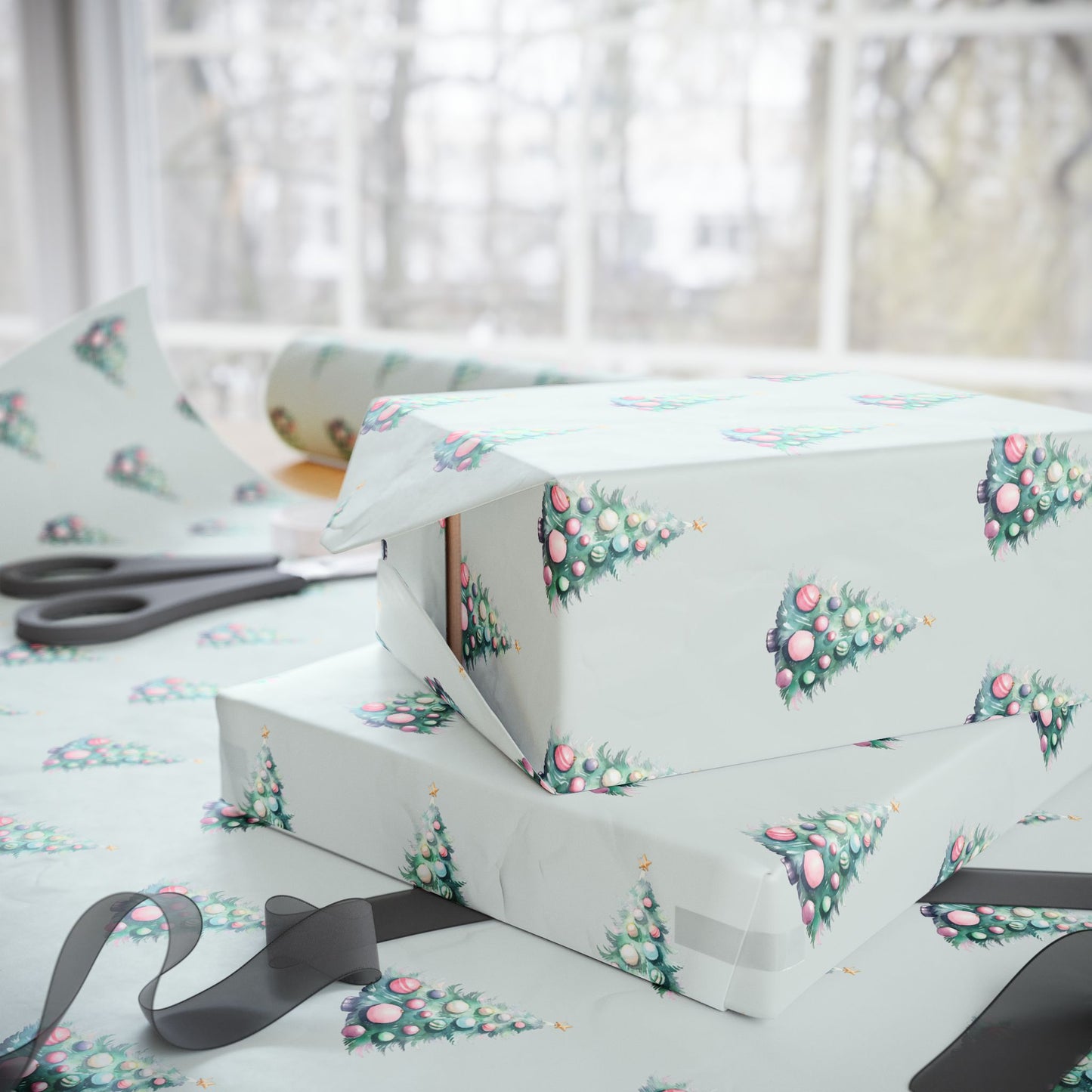 Pastel Pines – Dreamy Retro Christmas Tree Wrapping Paper