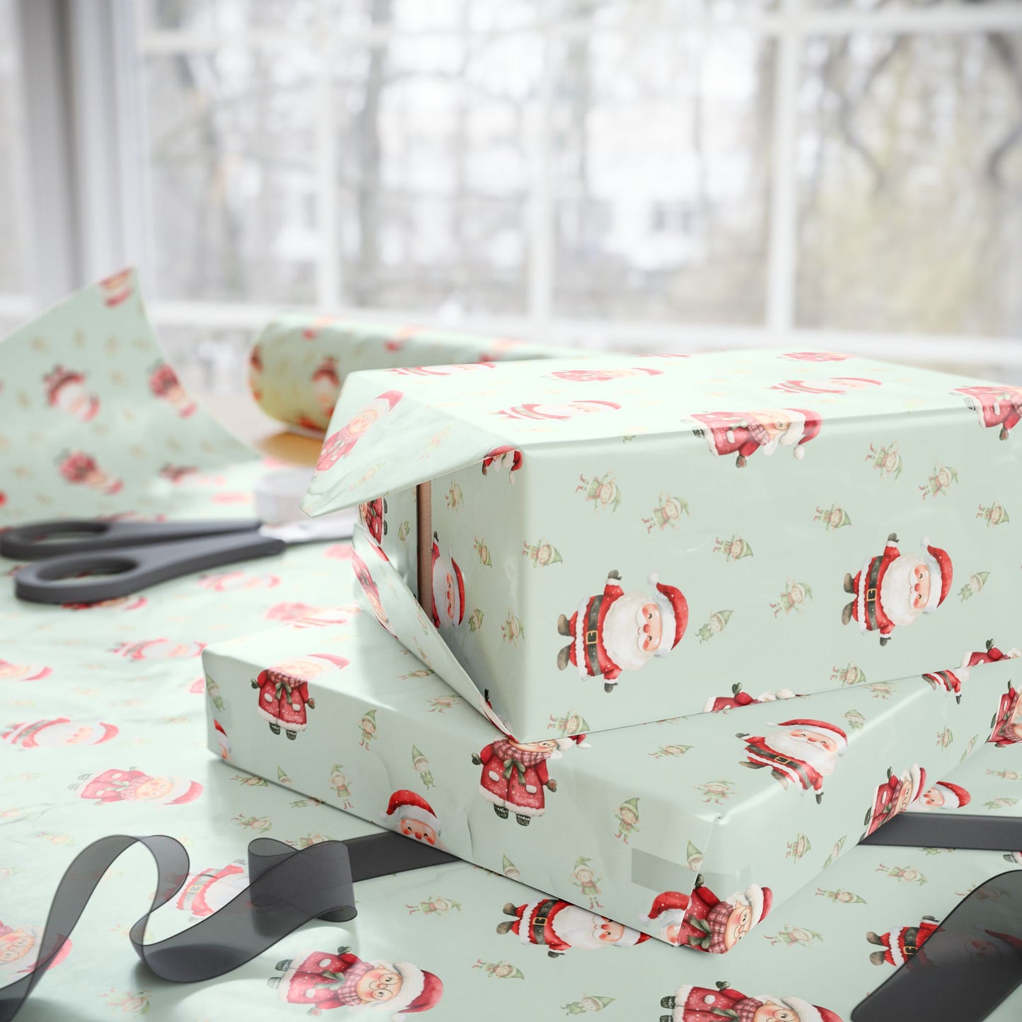 Mint to Be Merry – Santa & Mrs. Claus Wrapping Paper