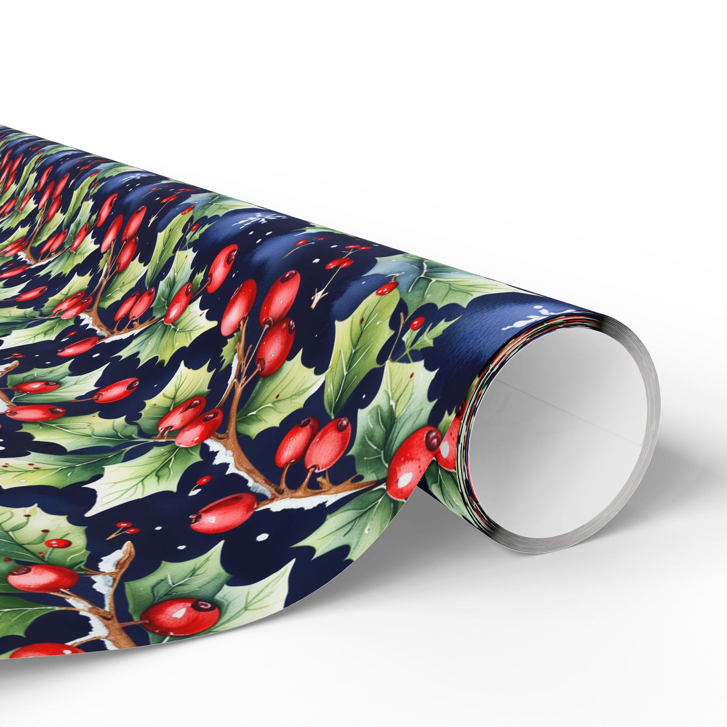 Holly Jolly Luxe – Navy & Berry Botanical Wrapping Paper