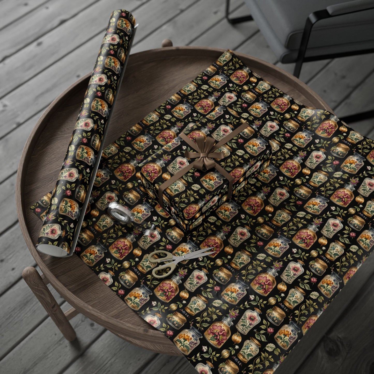 Wrapping Papers - Chic Apothecary Floral Vintage Glass Jar Pattern