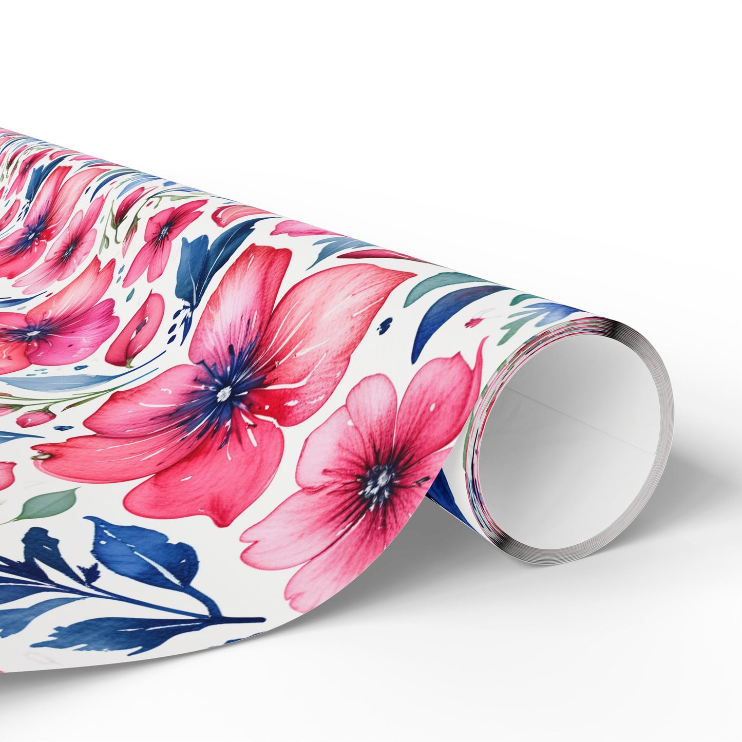 Pink and Blue Watercolor Flowers