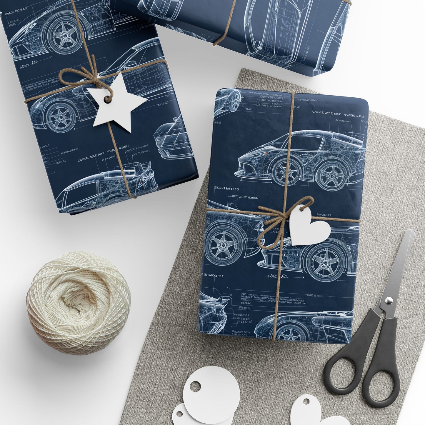 Car Blueprint Wrapping Paper