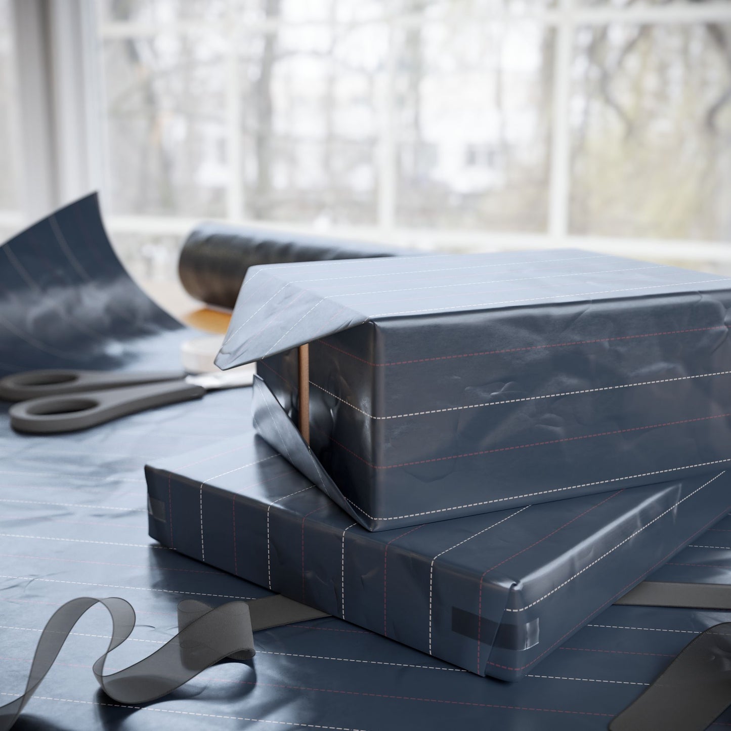 Elegant Navy Striped Wrapping Paper