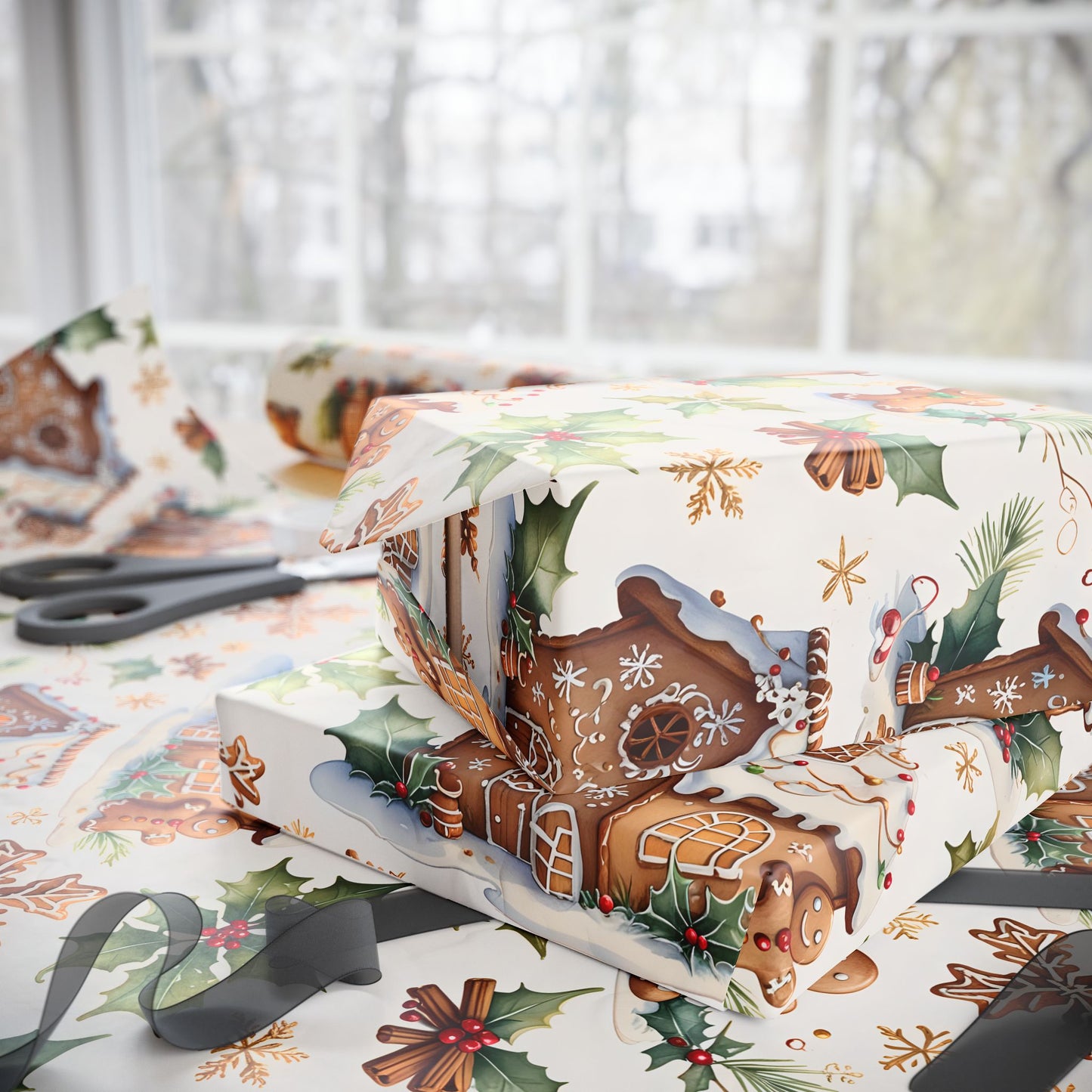 Gingerbread Glam – Sweet Homes & Holly Holiday Wrapping Paper