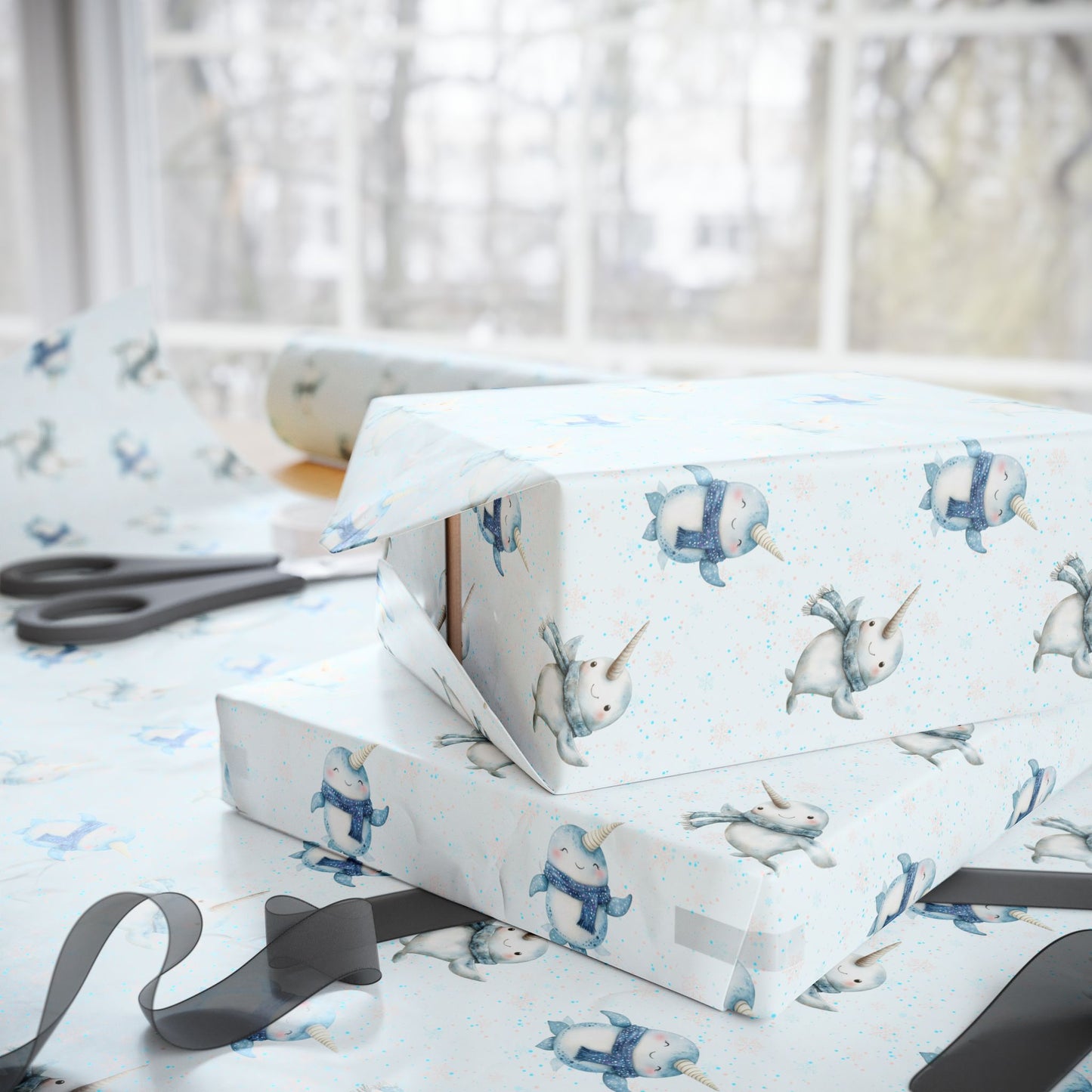 Narwhal Nuzzles – Arctic Cuteness Wrapping Paper