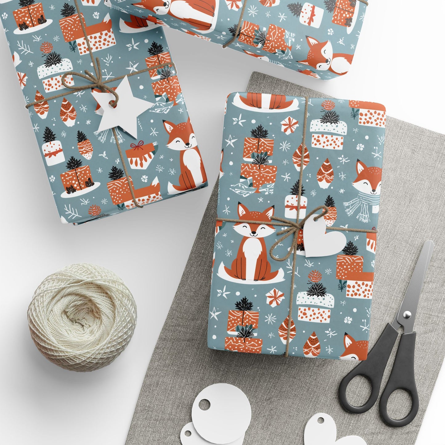 Foxes & Firsprigs – Cozy Critters Holiday Wrapping Paper