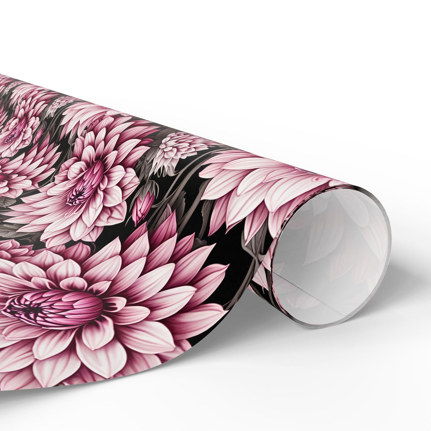 Dahlia Fields of Pink White Black Gift Wrapping Paper