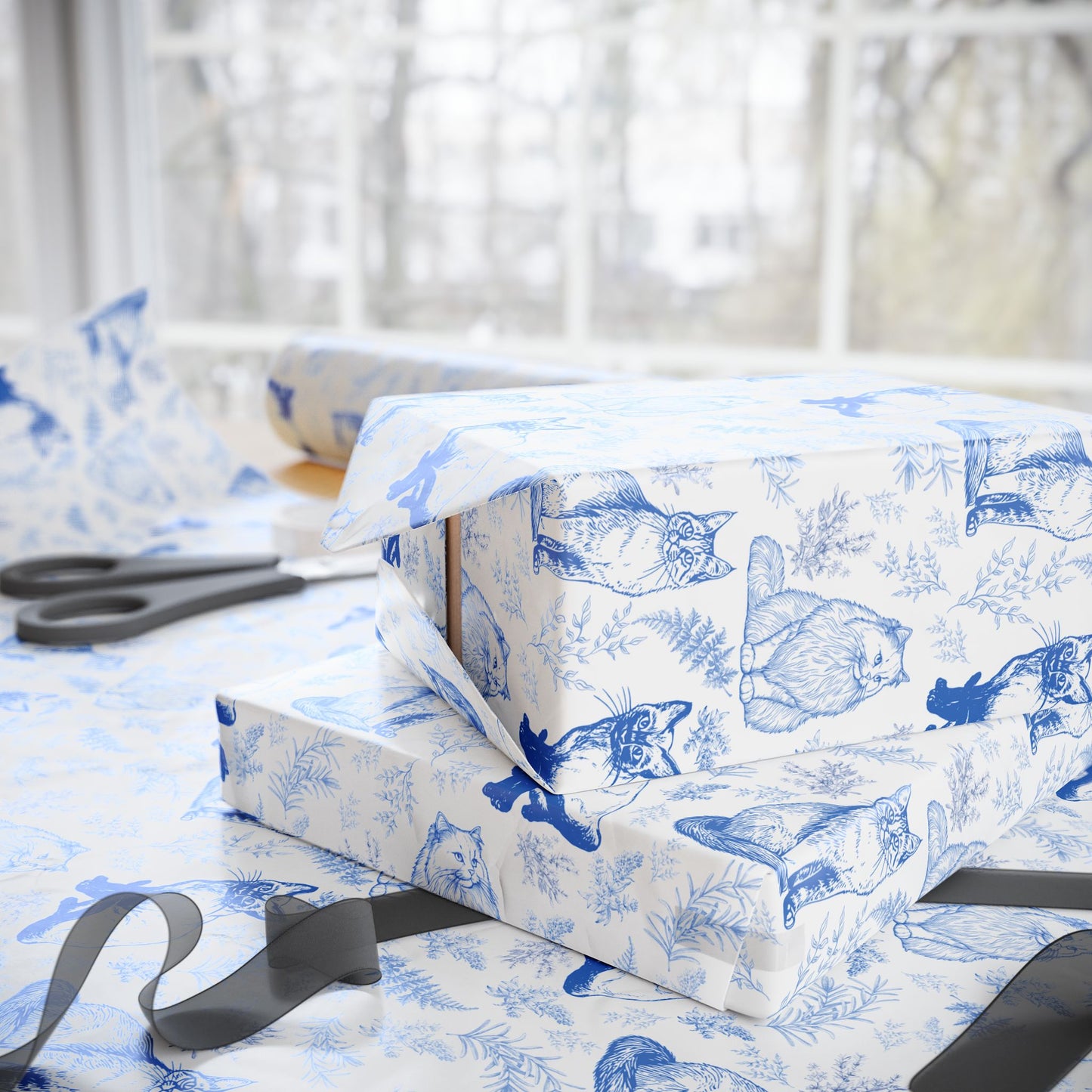 Cat Toile De Jouy Wrapping Paper
