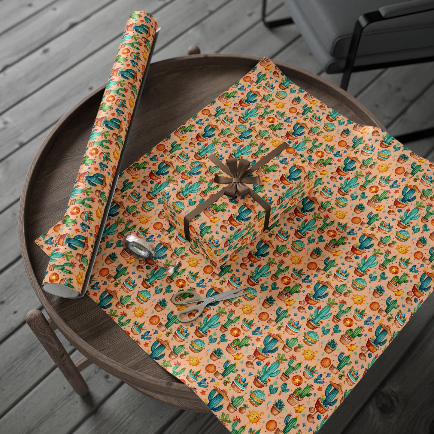 Cactus Pattern Birthday Wrapping Paper