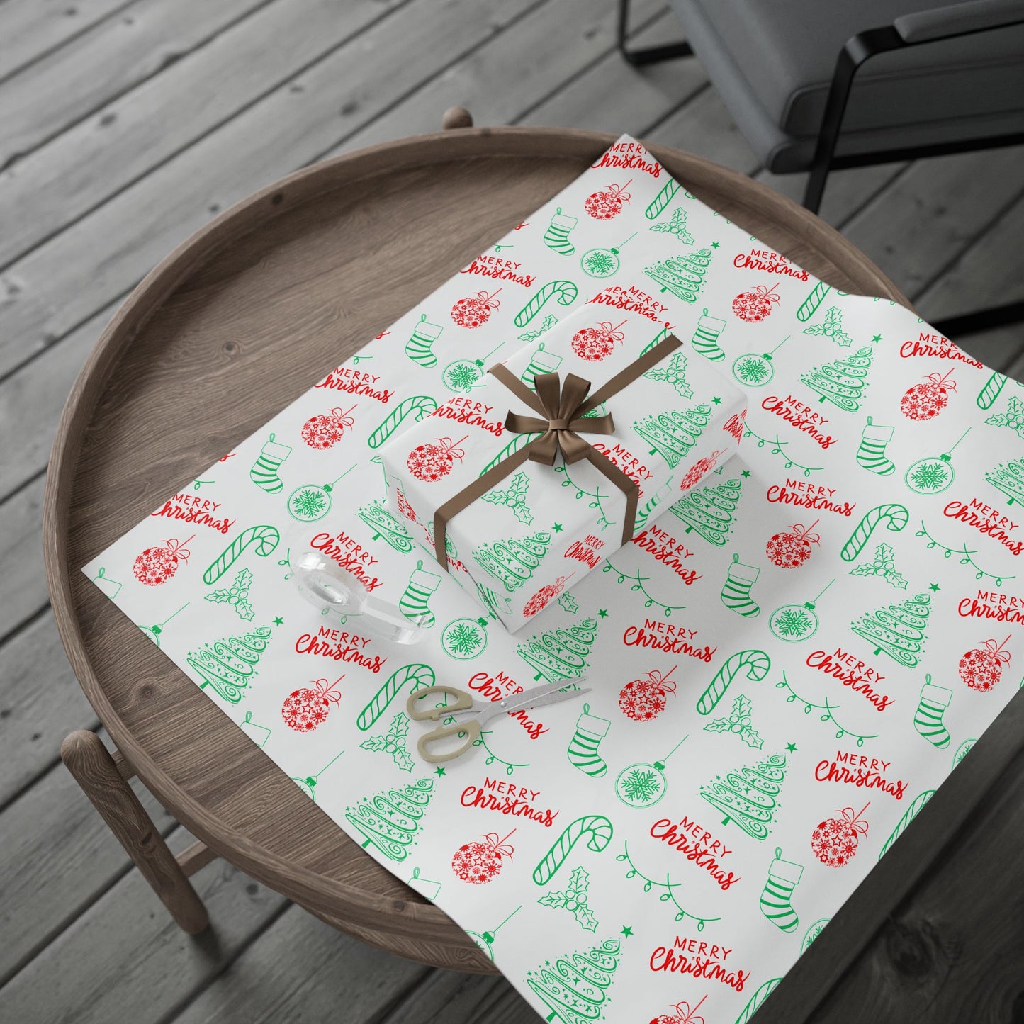 Doodle All the Way – Christmas Line Art Wrapping Paper