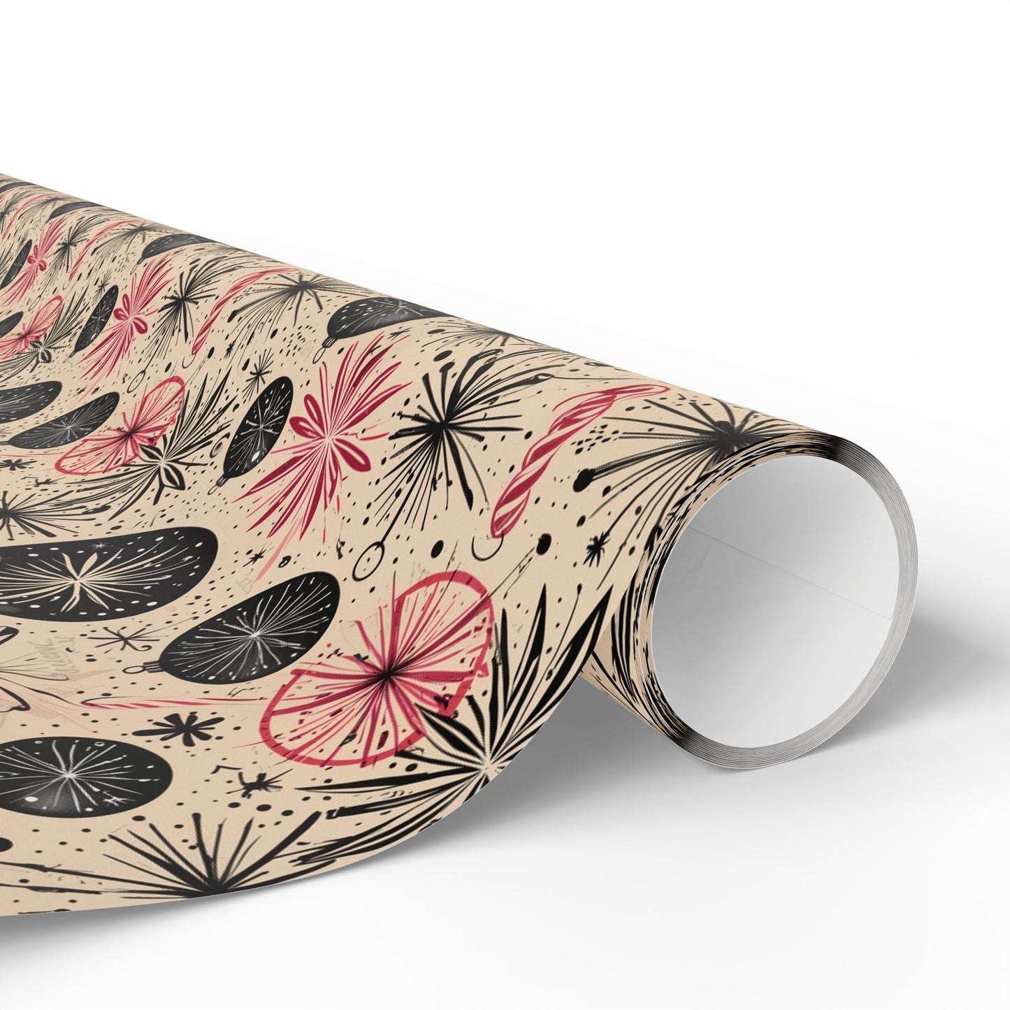 Atomic Tinsel Twist – Mid - Century Ornament Wrapping Paper