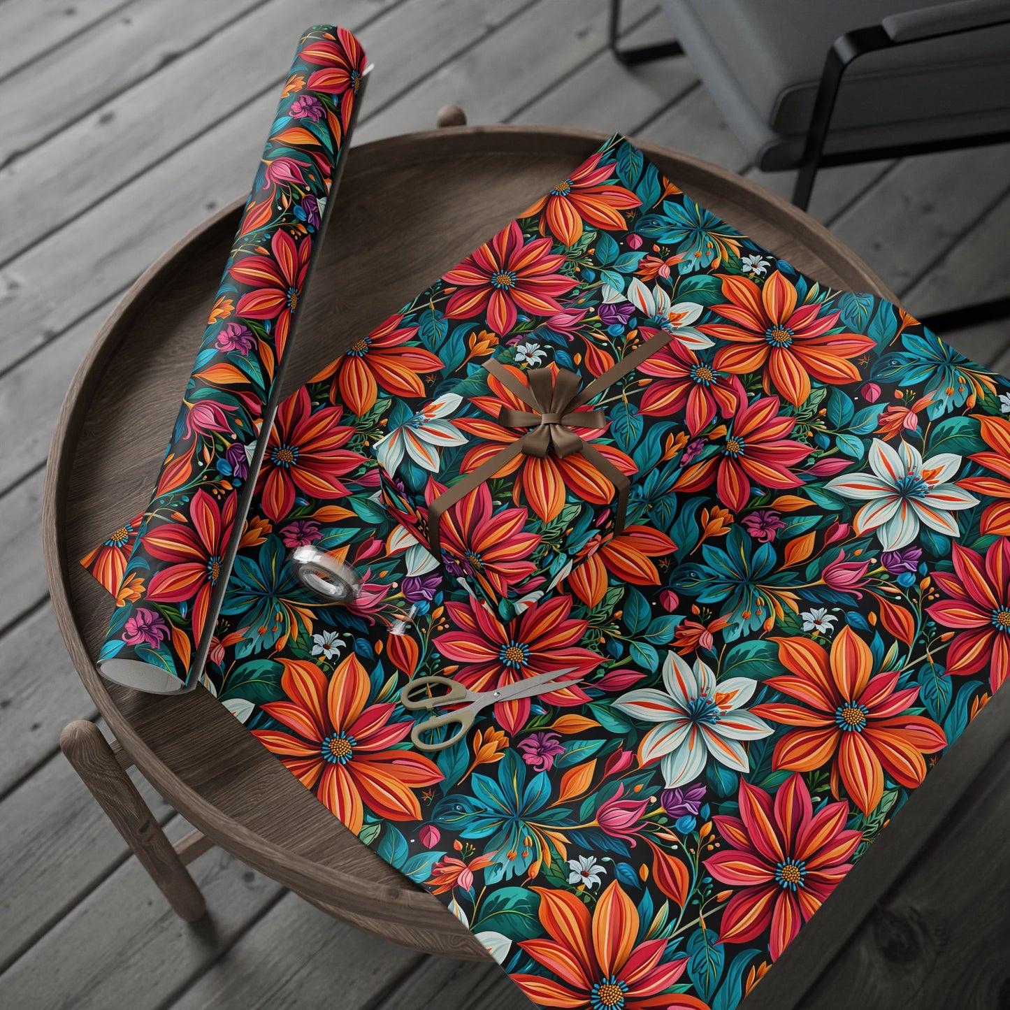Botanical Bright Floral Design Gift Wrap for Birthdays