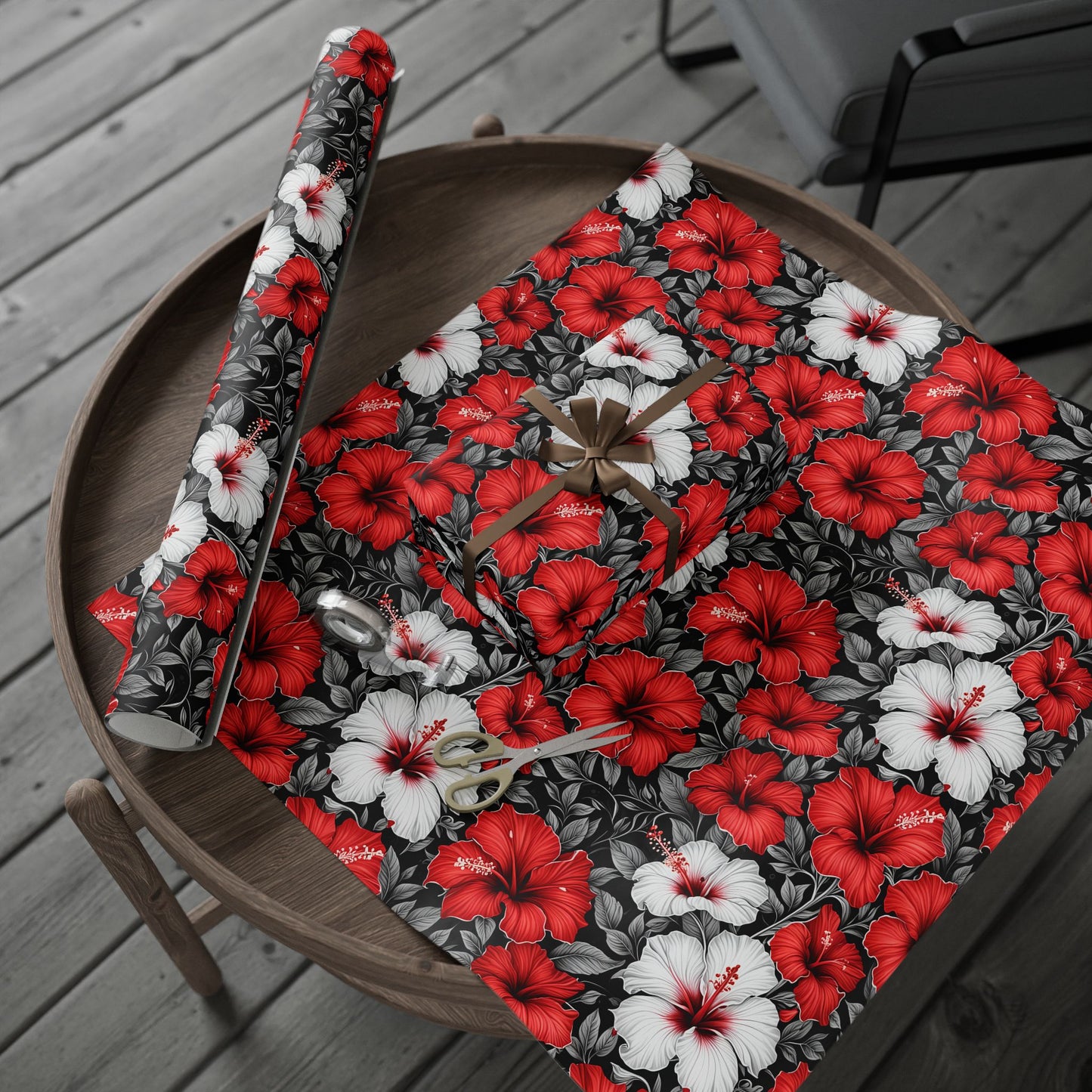 Hibiscus Floral Print Gift Wrapping Paper - Lokipawz