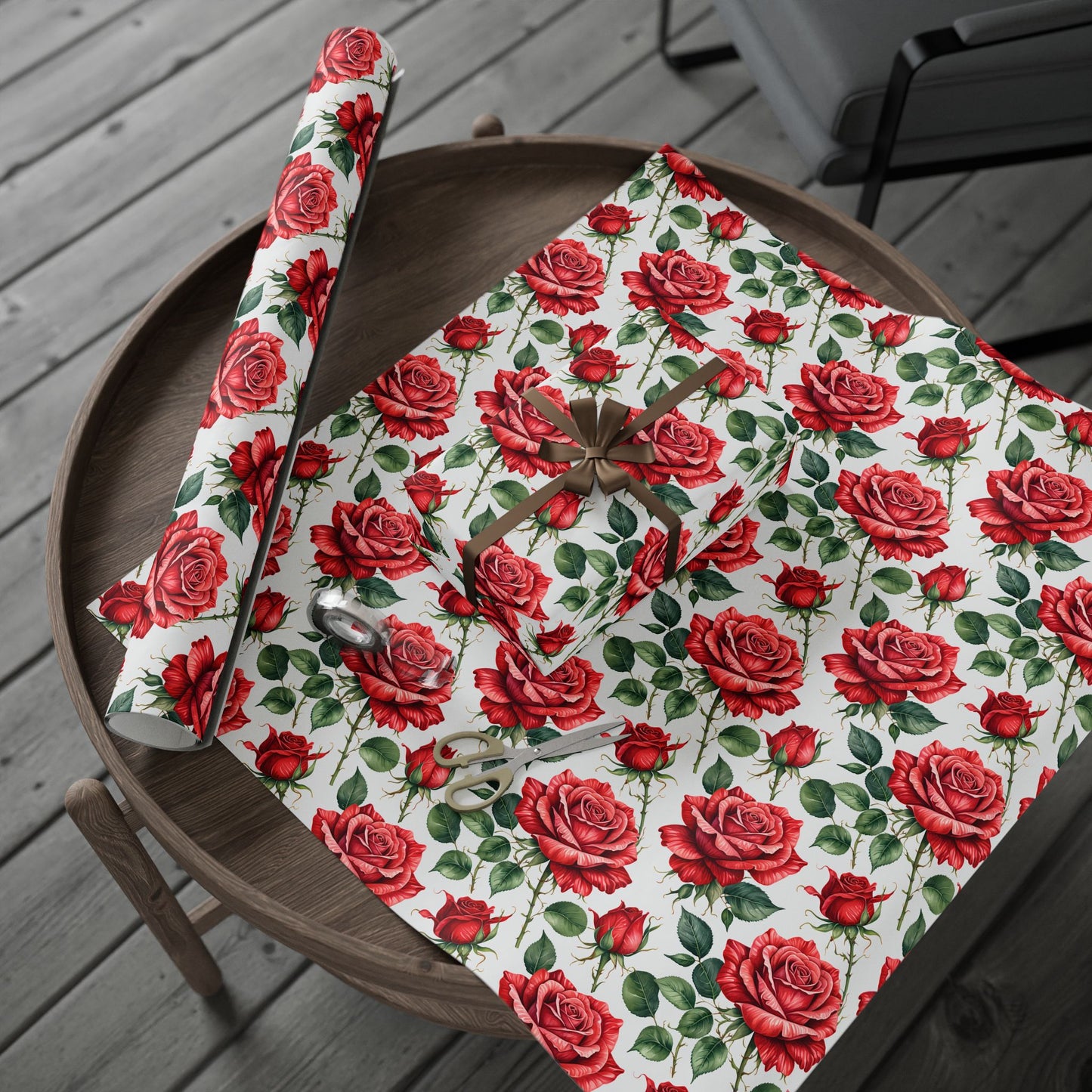 Chic Red Rose Wrapping Paper Roll