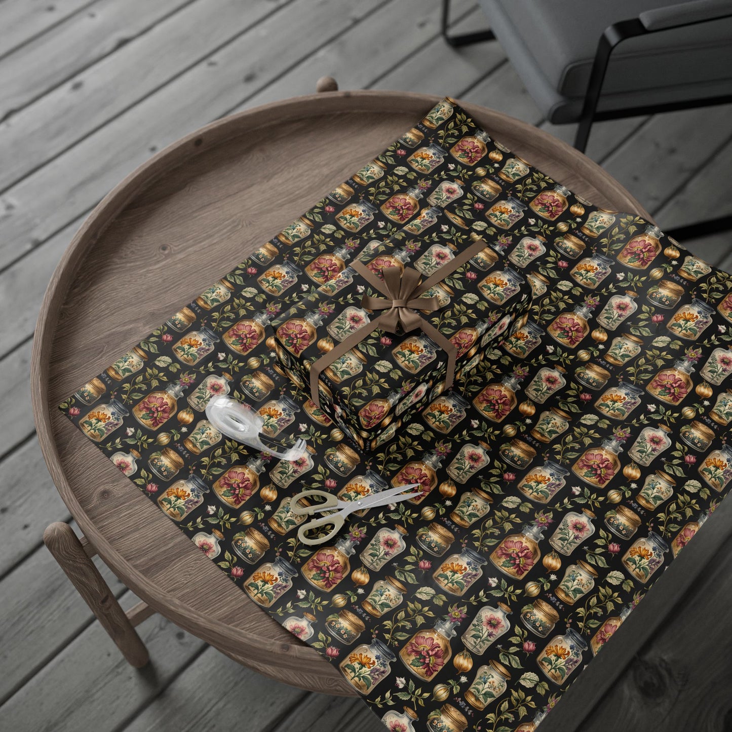 Wrapping Papers - Chic Apothecary Floral Vintage Glass Jar Pattern