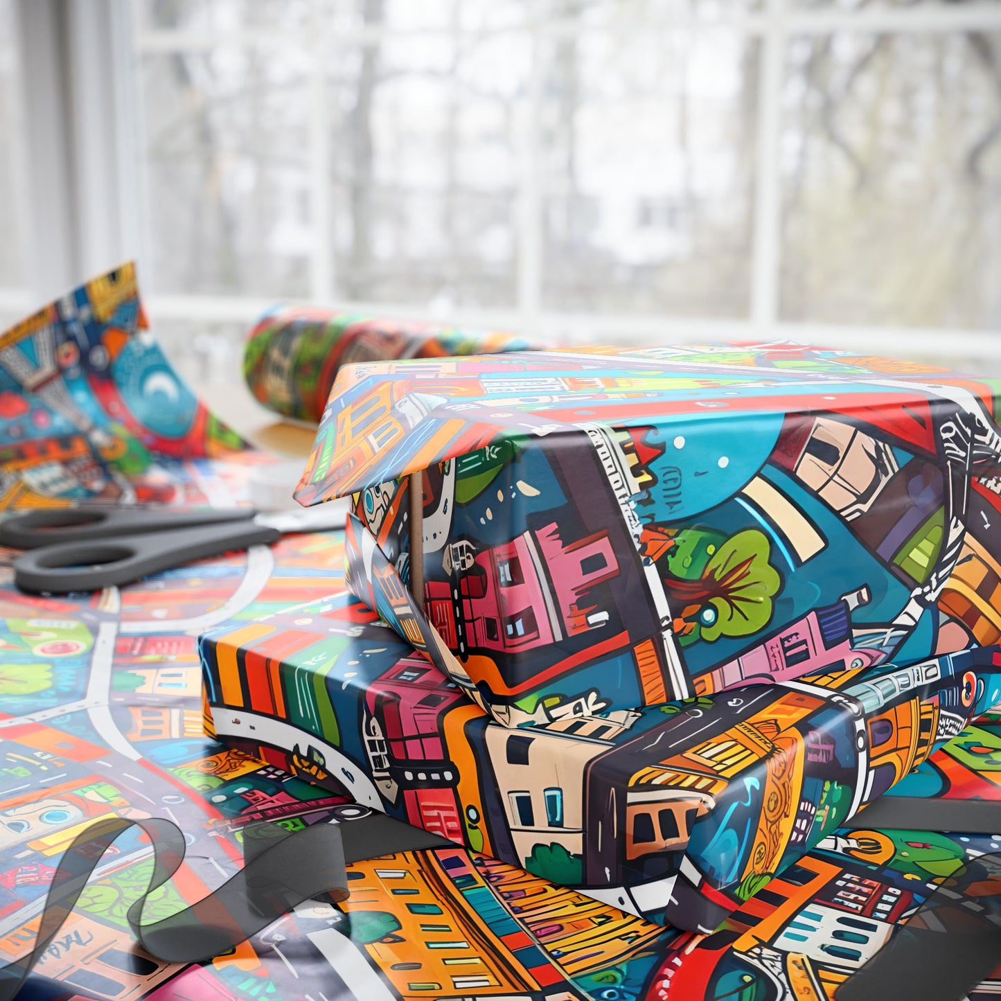 Colorful Paris Wrapping Paper - abstract