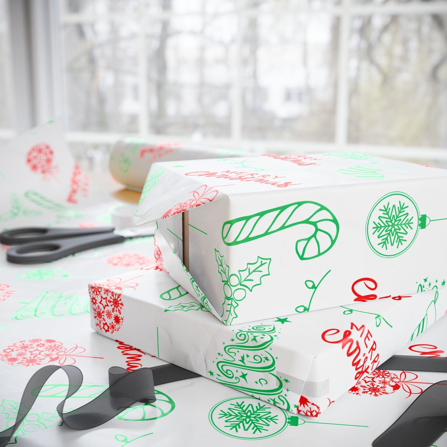 Doodle All the Way – Christmas Line Art Wrapping Paper