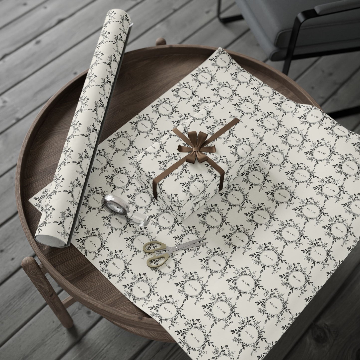 Mr. & Mr. Gift Wrapping Paper in Black & White