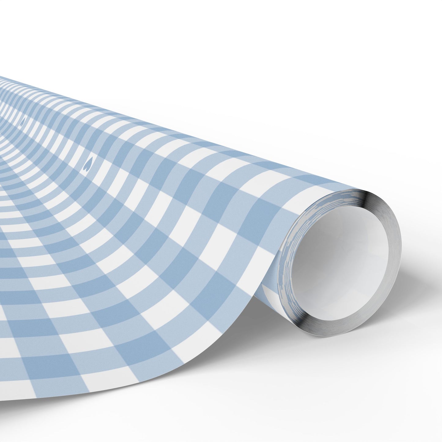Gingham Blue with Small Hearts Wrapping Papers