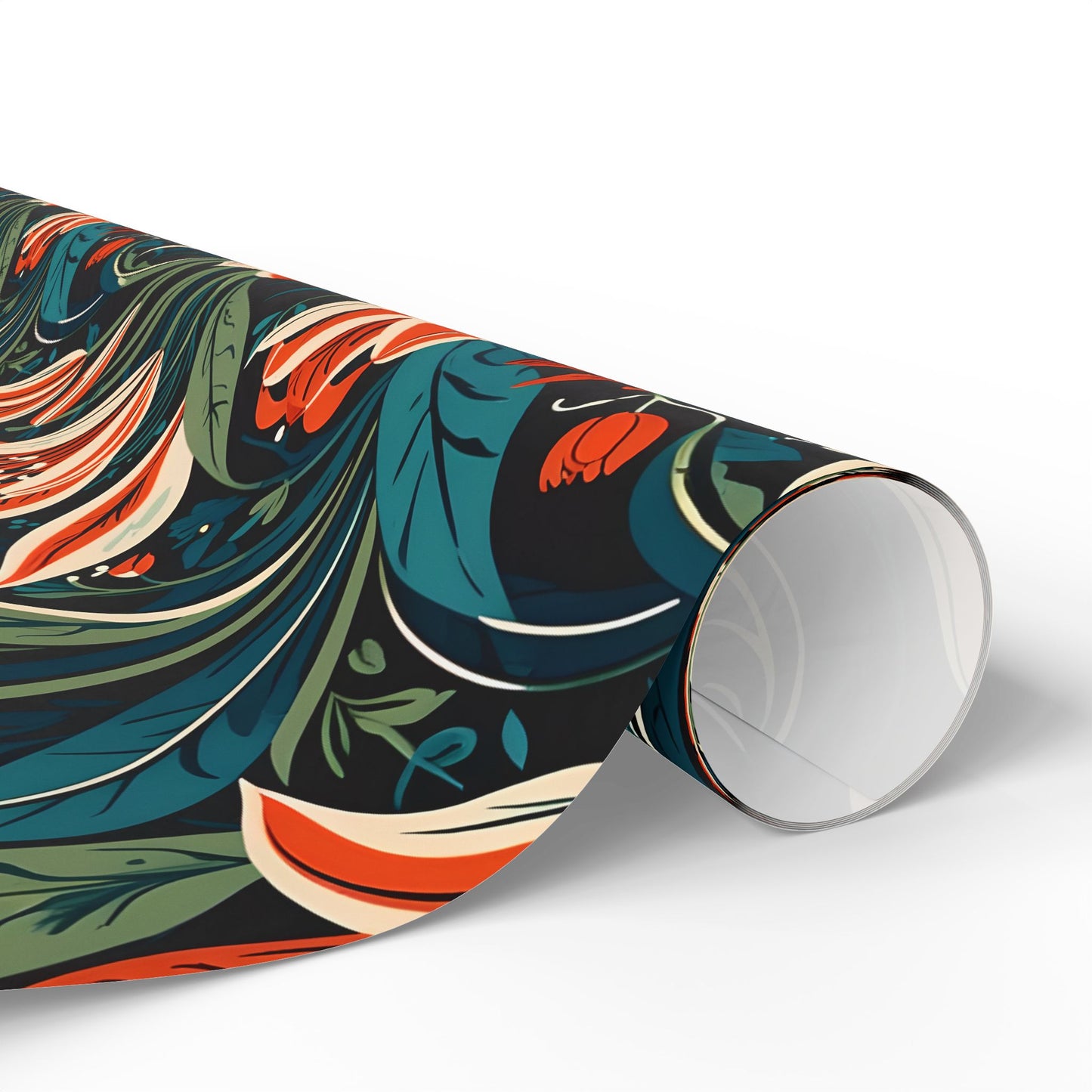 Orange Green Blue Botanical Floral Wrap for Presents