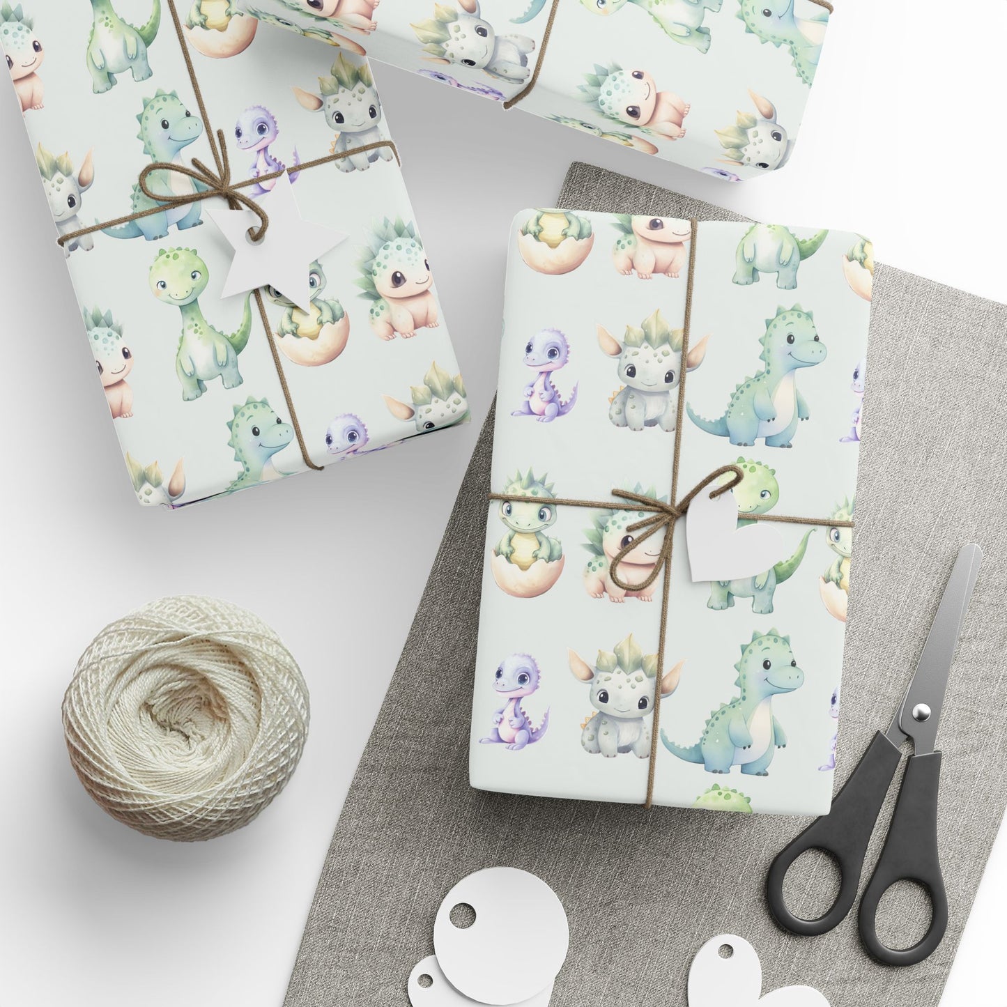 Cute Baby Dinosaurs on Light Green Background