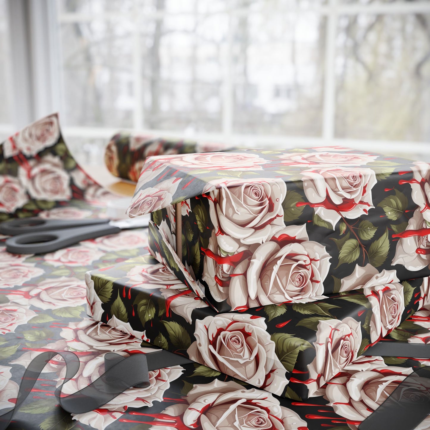 Alice in Wonderland White Roses Being Painted Red