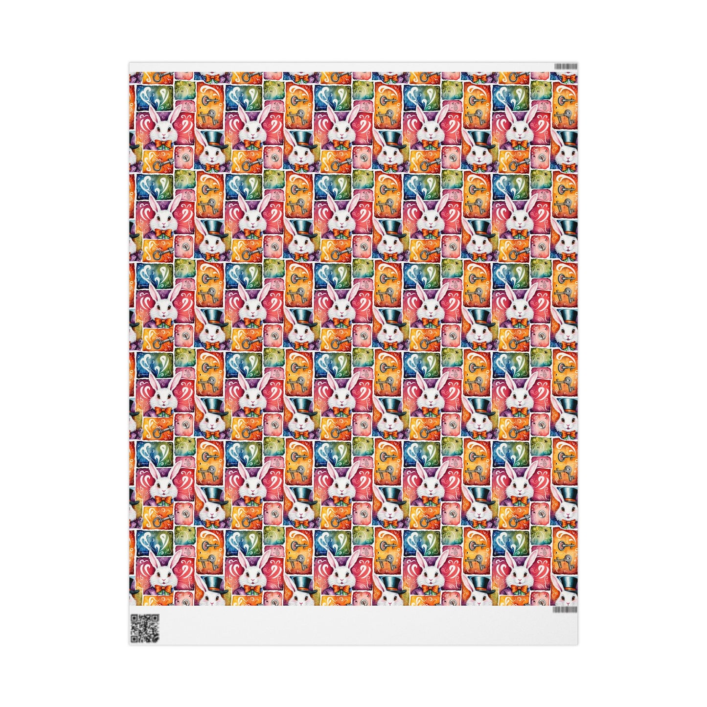 Alice in Wonderland Gift Wrap with Keys & Magic, Whimsical White Rabbit Wrapping Paper