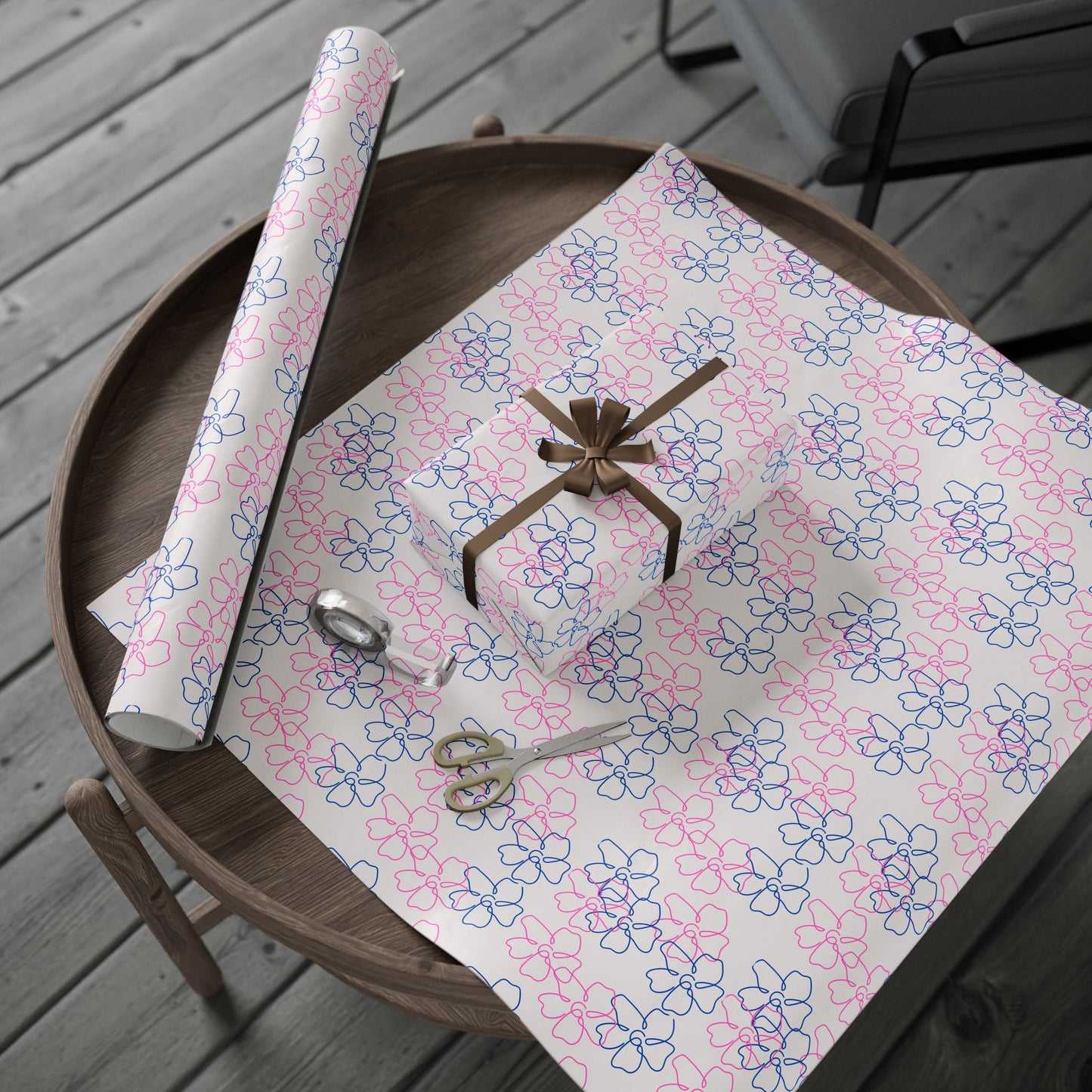 Floral Line Drawing Wrapping Paper Roll