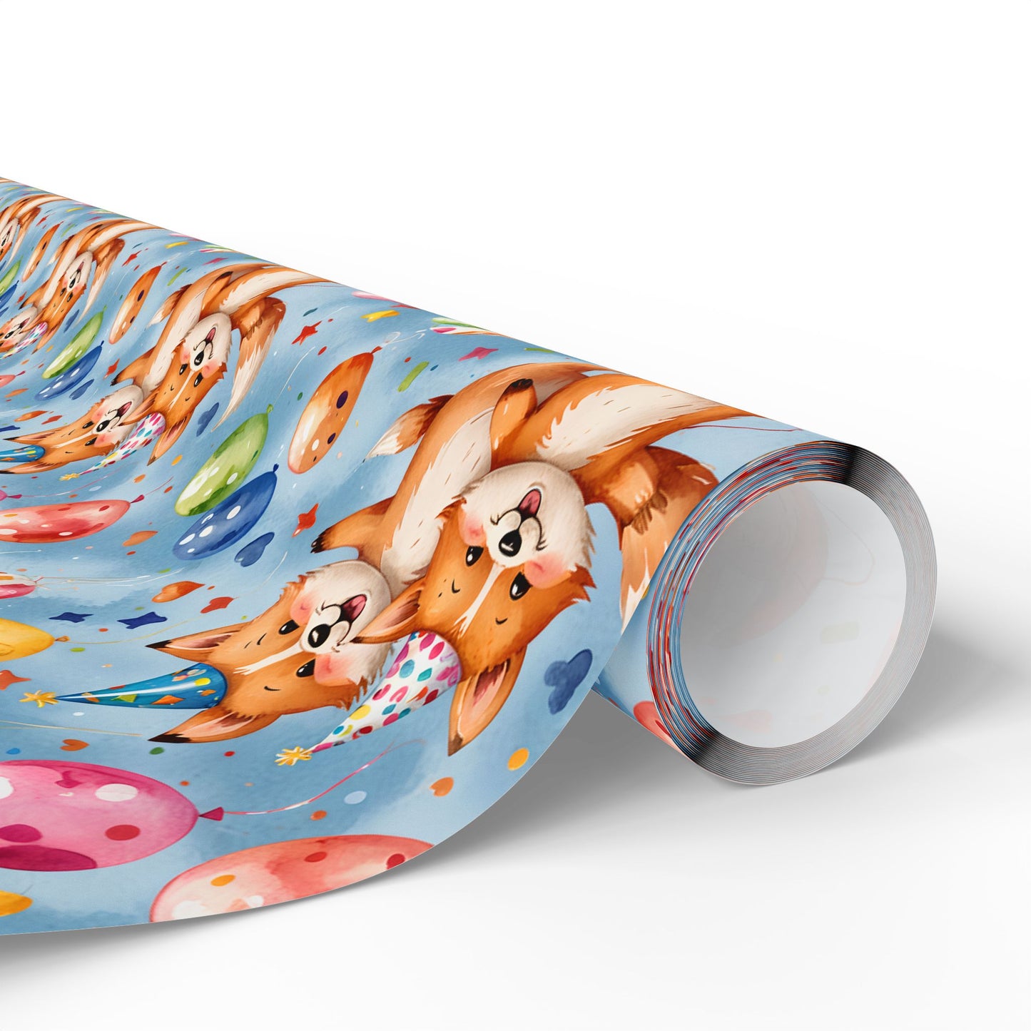 Cute Fox and Balloon Gift Wrap Birthday Party Decor for Kids or Cool Adults