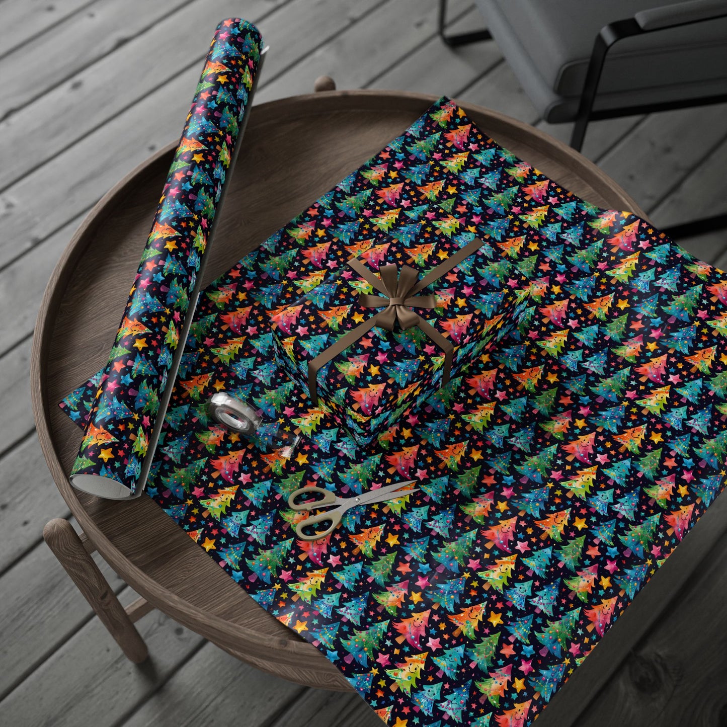 Tree - mendously Bright – Rainbow Christmas Tree Wrapping Paper
